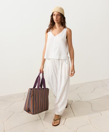 100% cotton gauze balloon trousers — WHITE  7