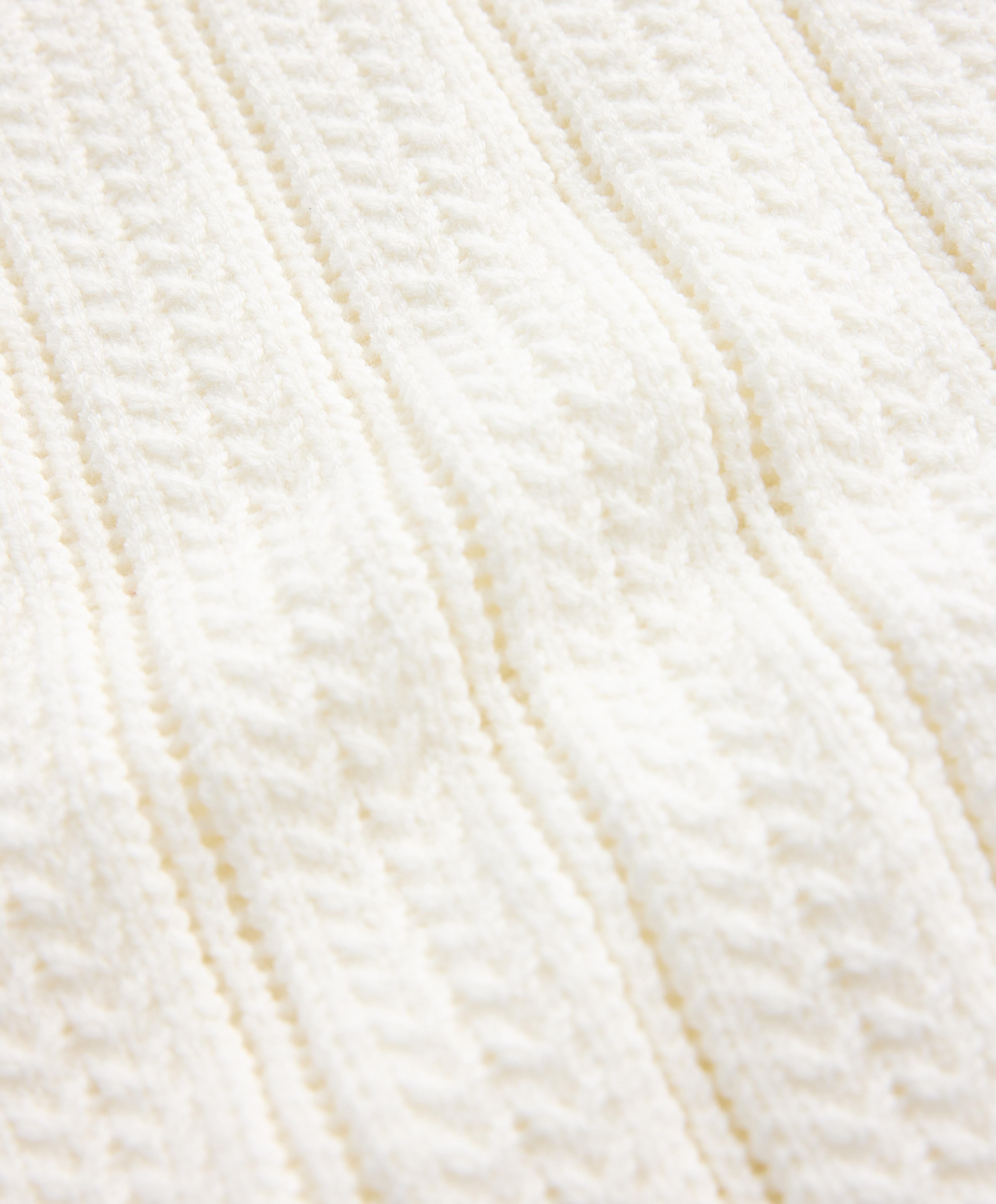 Openwork knit hooded jacket — WHITE