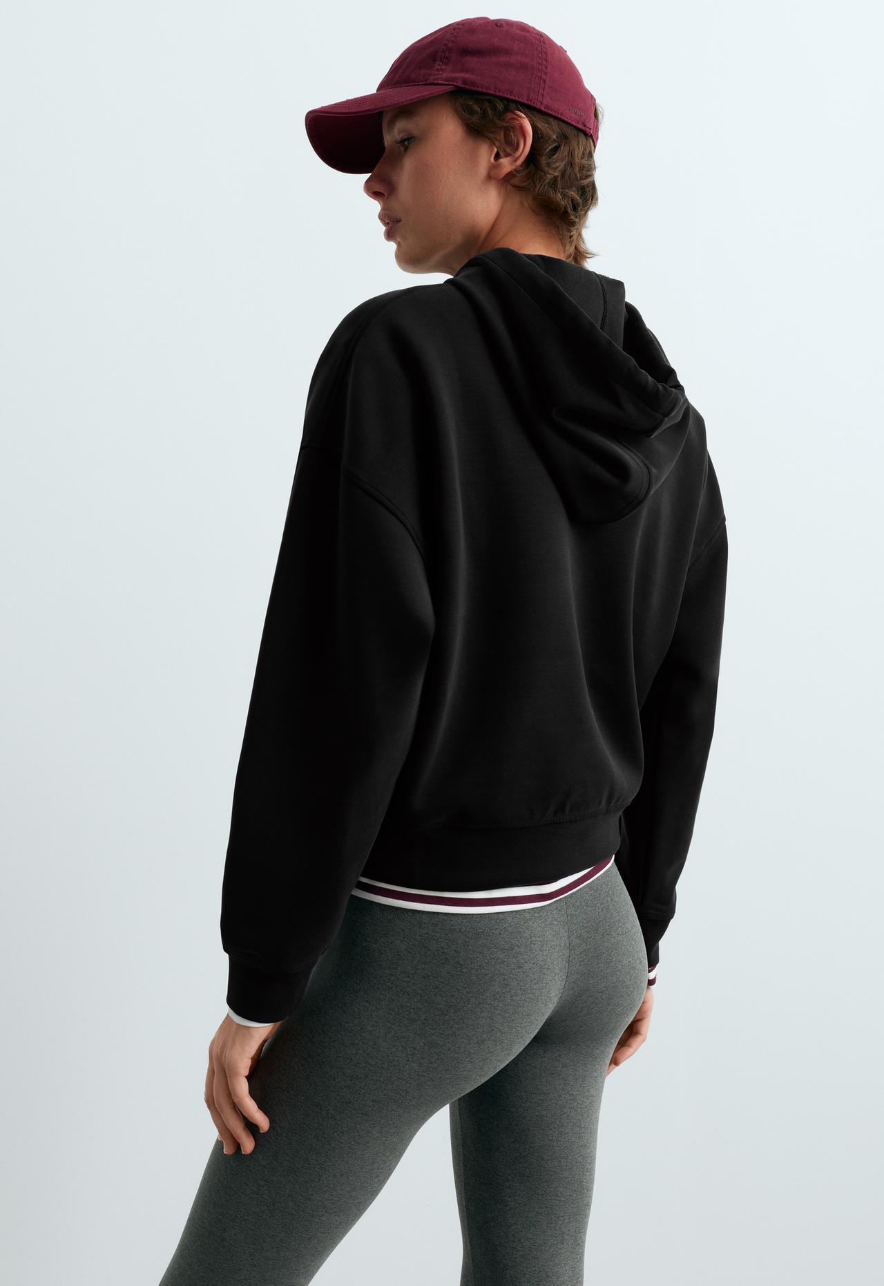 Boxy sweatshirt with brushed modal — BLACK