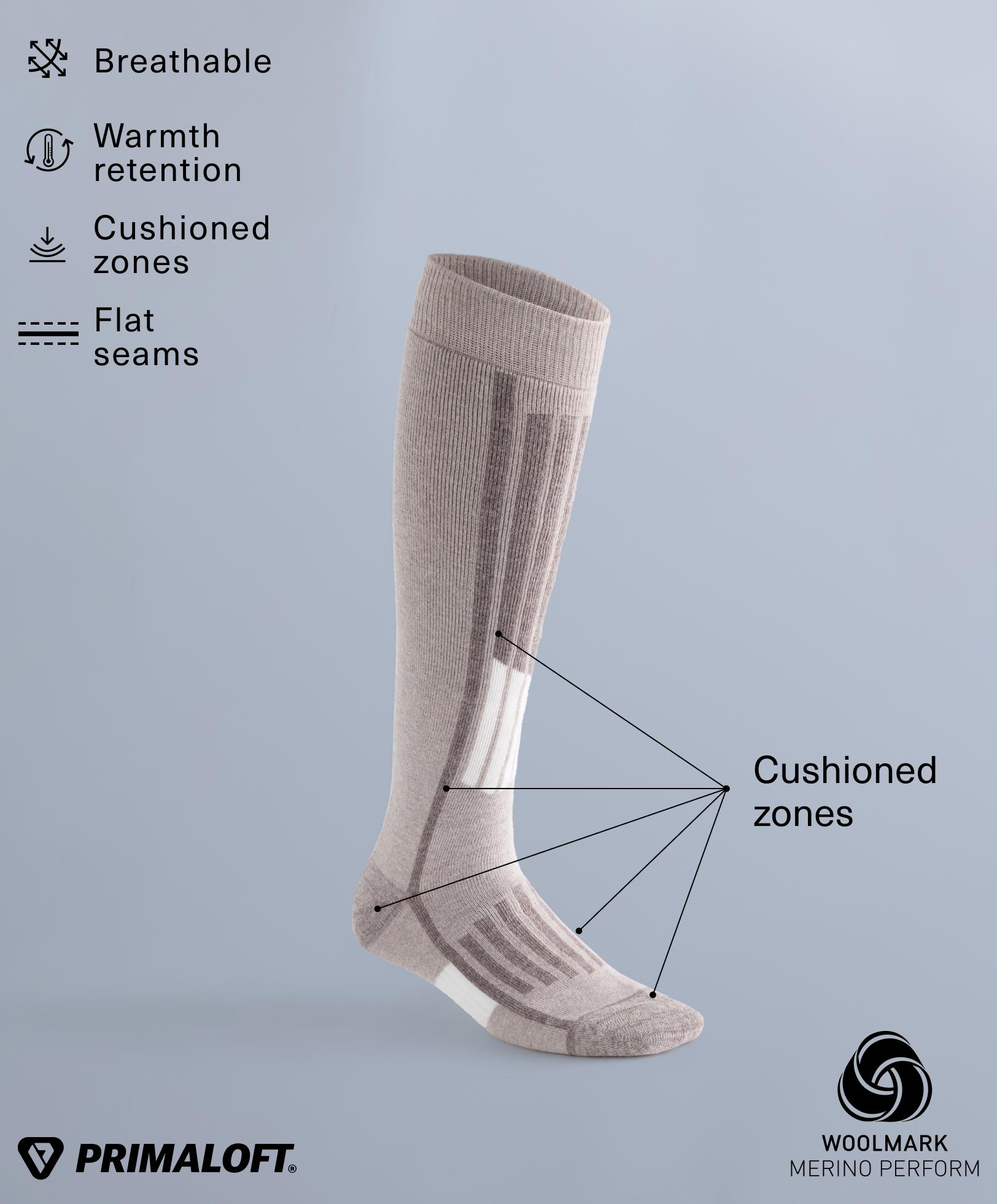 Chaussettes hautes de ski avec fil Primaloft® mélange laine WOOLMARK® Chaussettes hautes de ski avec fil Primaloft® mélange laine WOOLMARK®