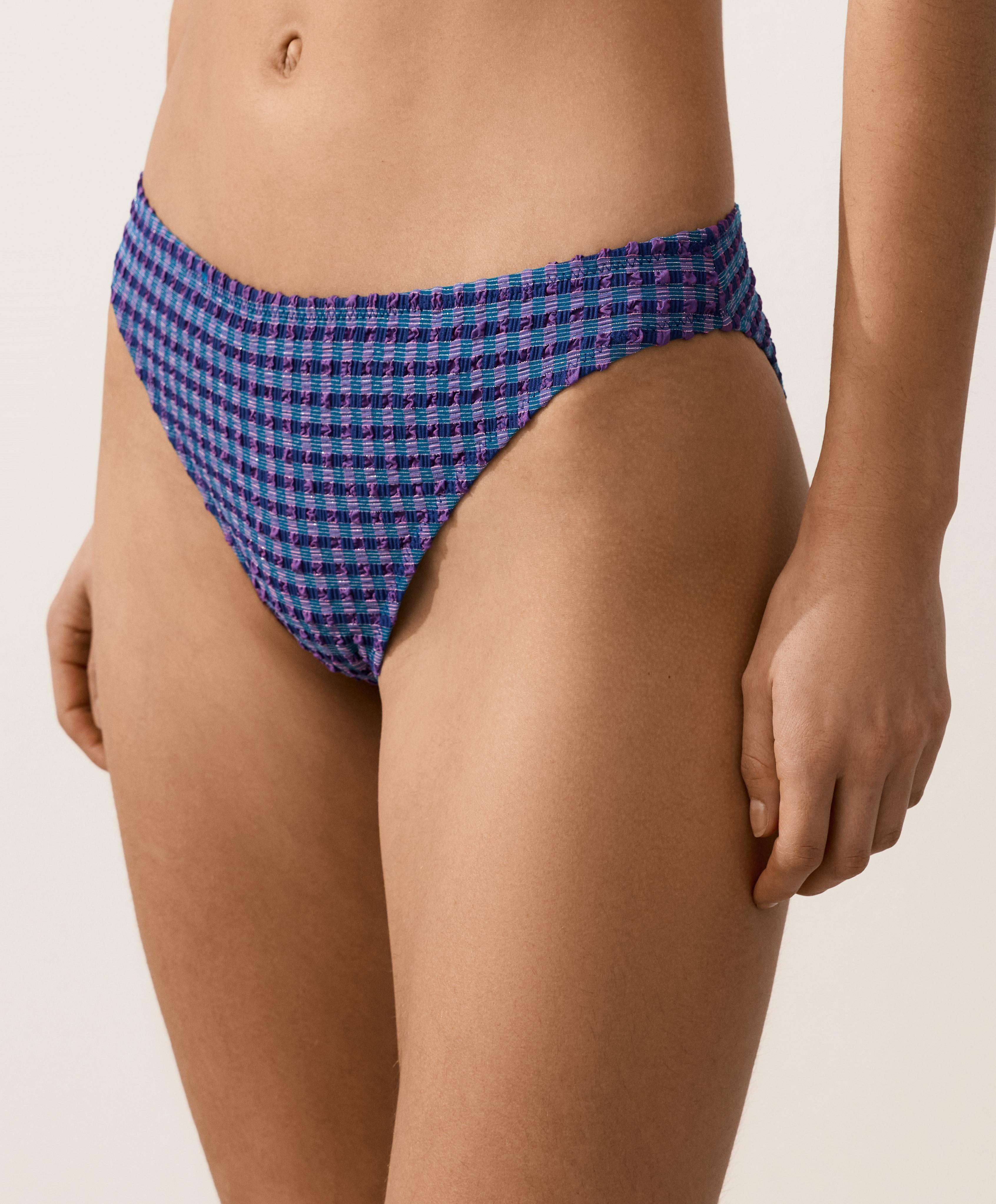 Gingham classic bikini briefs — NAVY BLUE