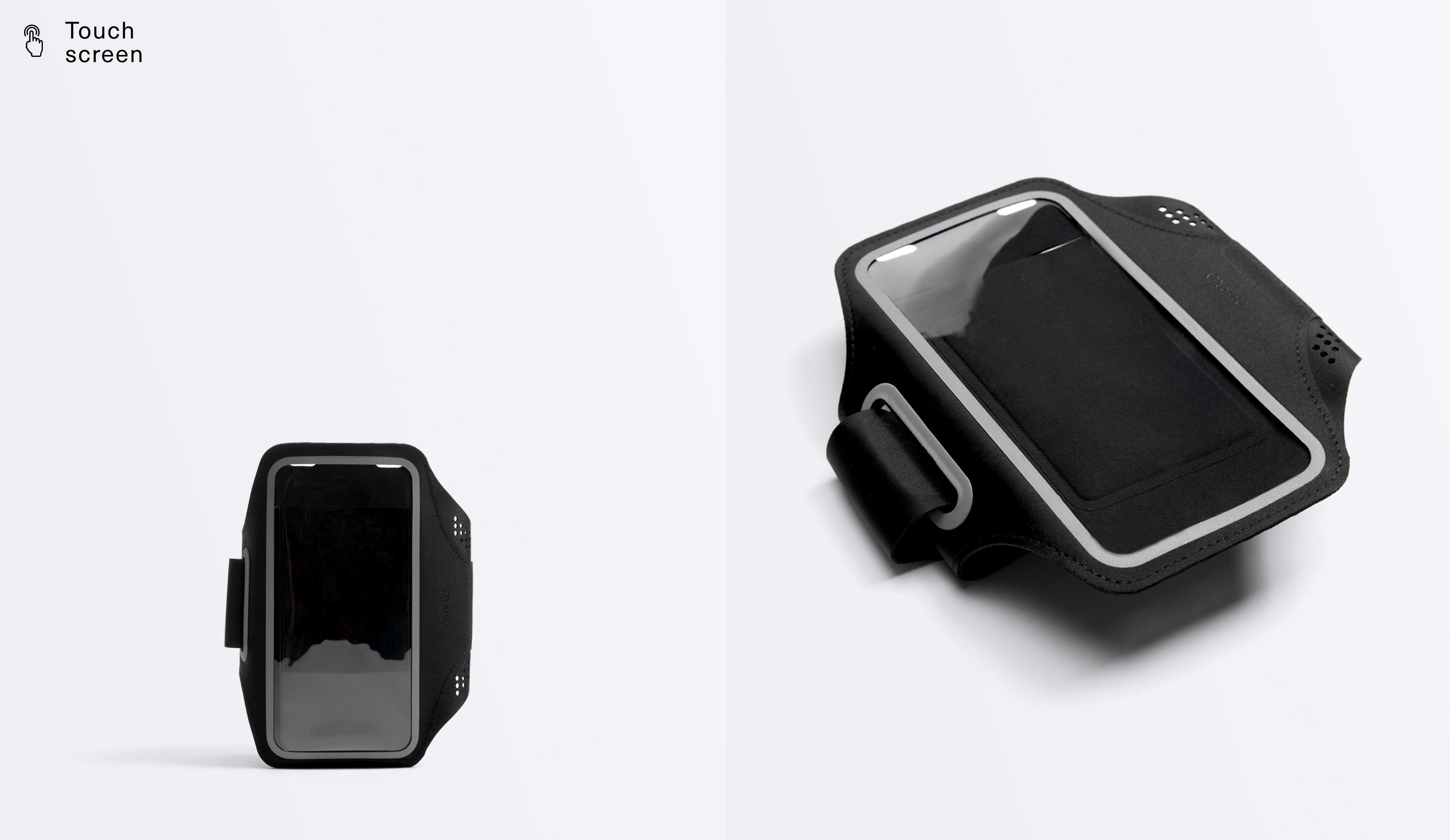 Touchscreen armband phone holder