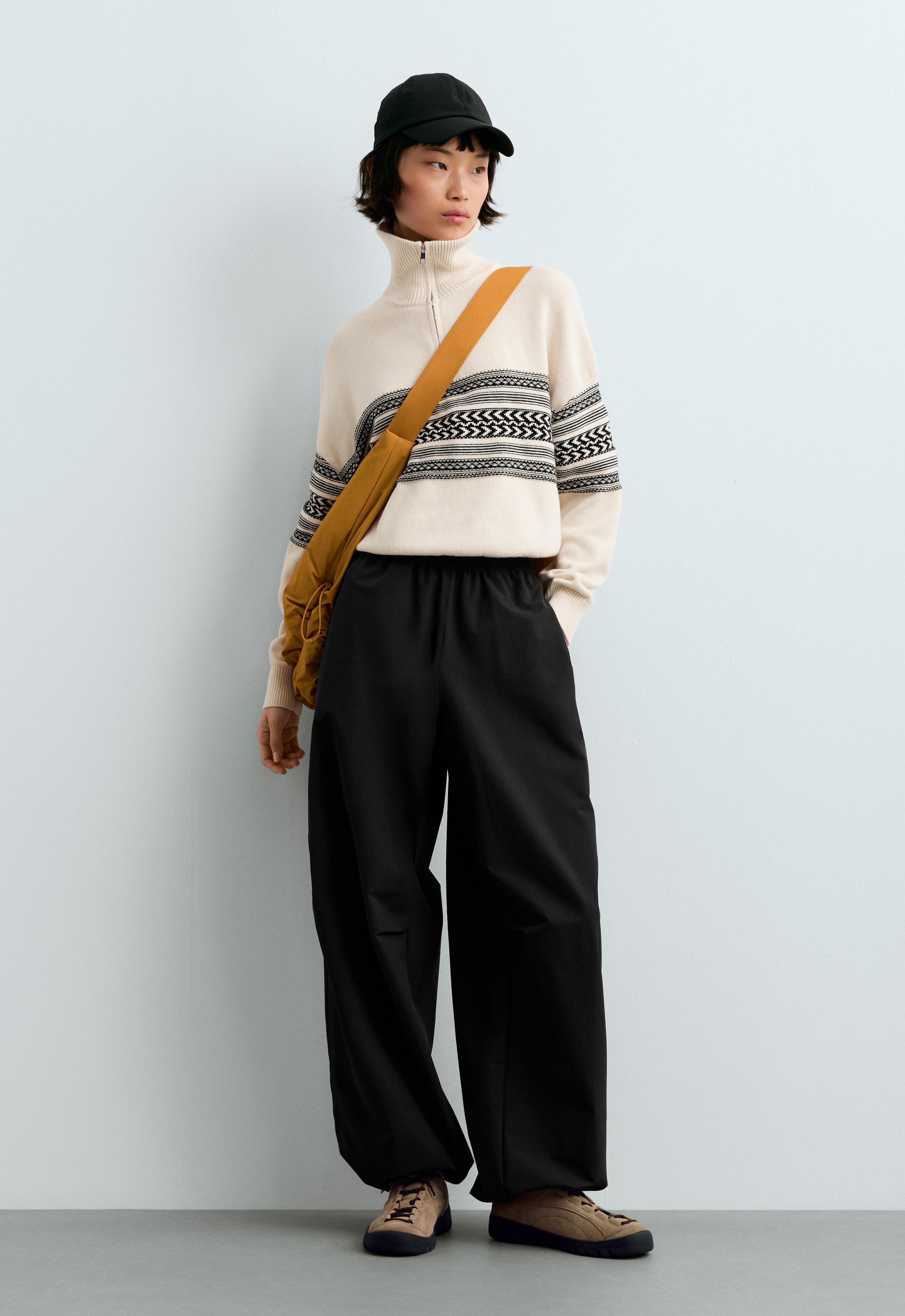Strick-Pullover aus 100 % Baumwolle mit Jacquard