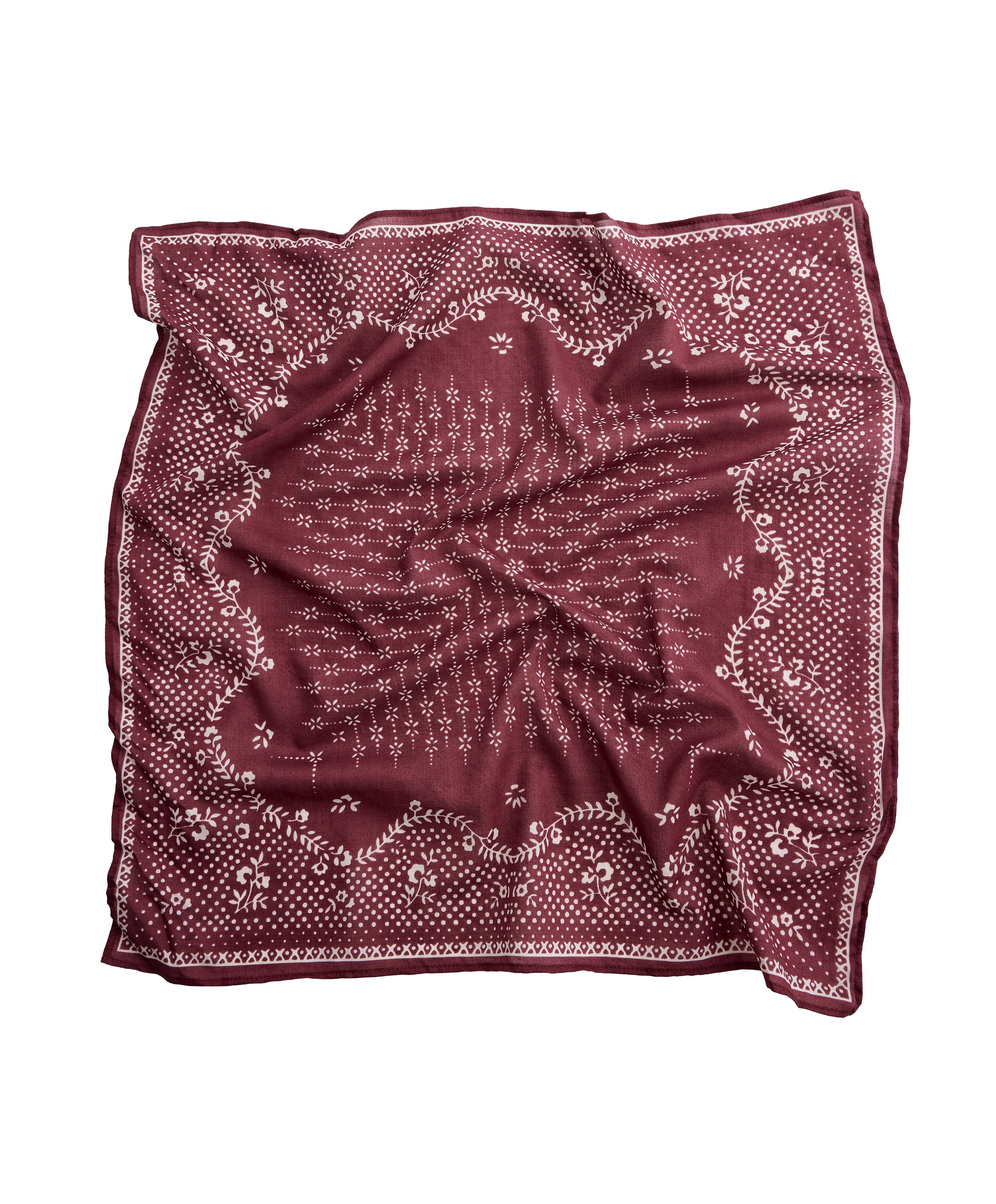 100% cotton print bandana — BURGUNDY