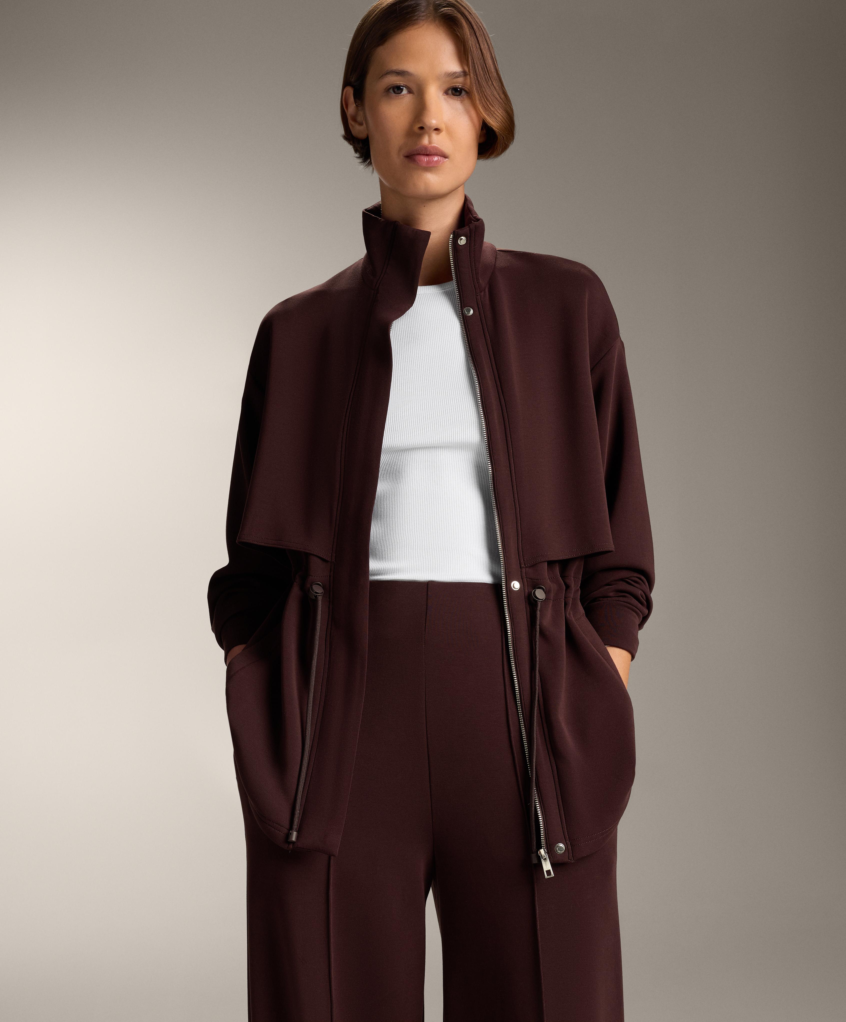 Long soft-touch jacket with modal and pockets