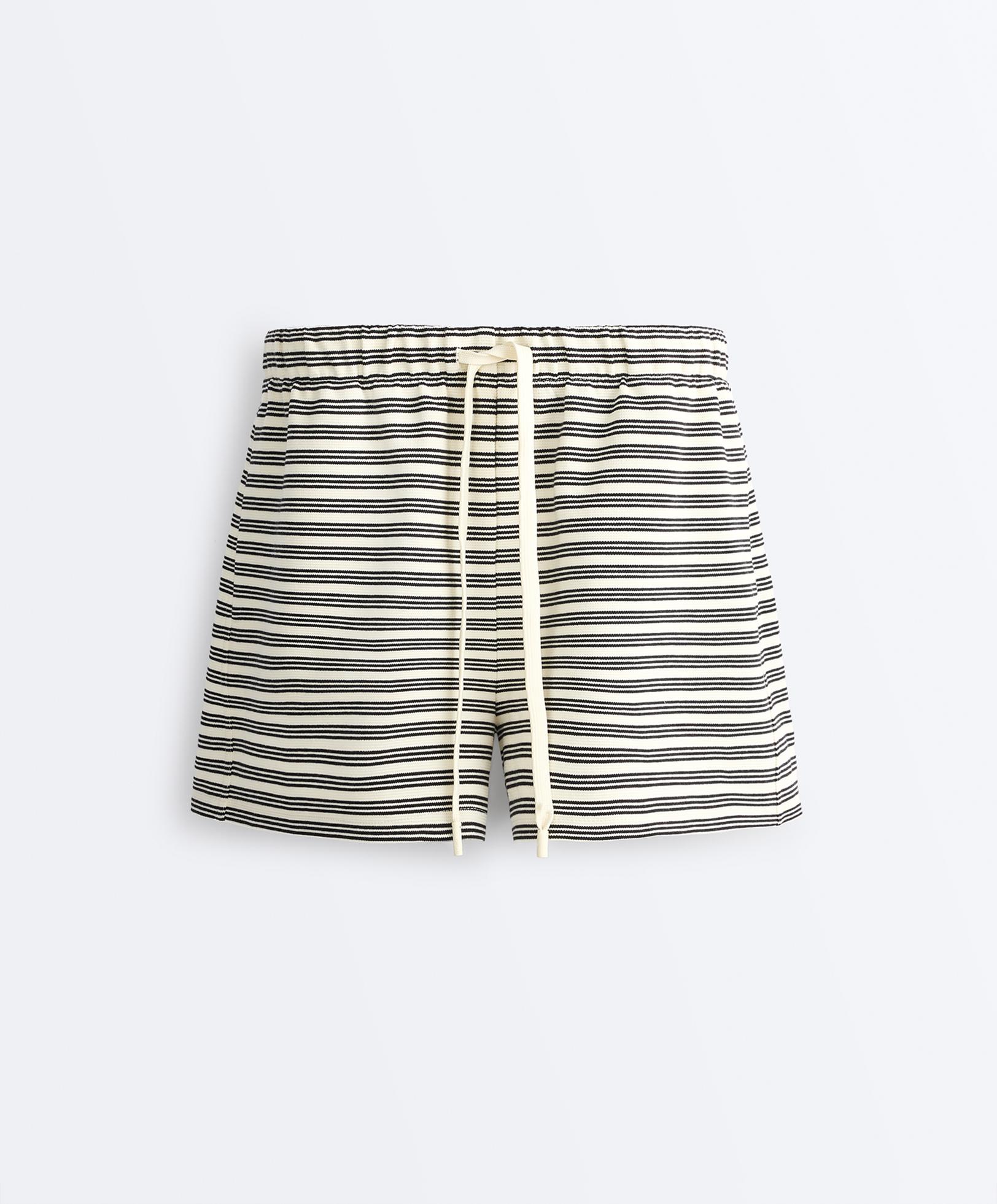Cotton stripe shorts — PALE ECRU