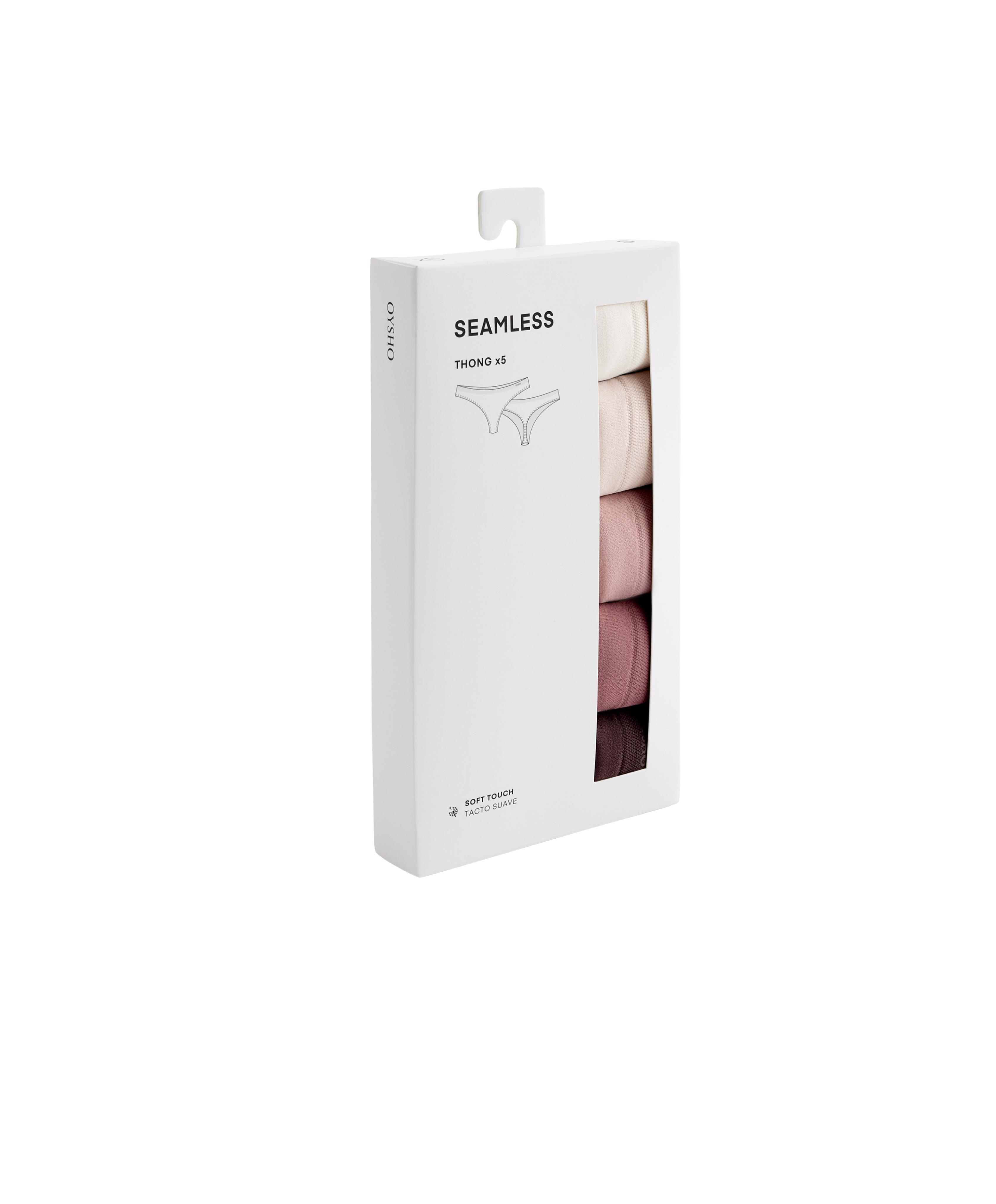 5 seamless polyamide blend thongs — PALE PINK
