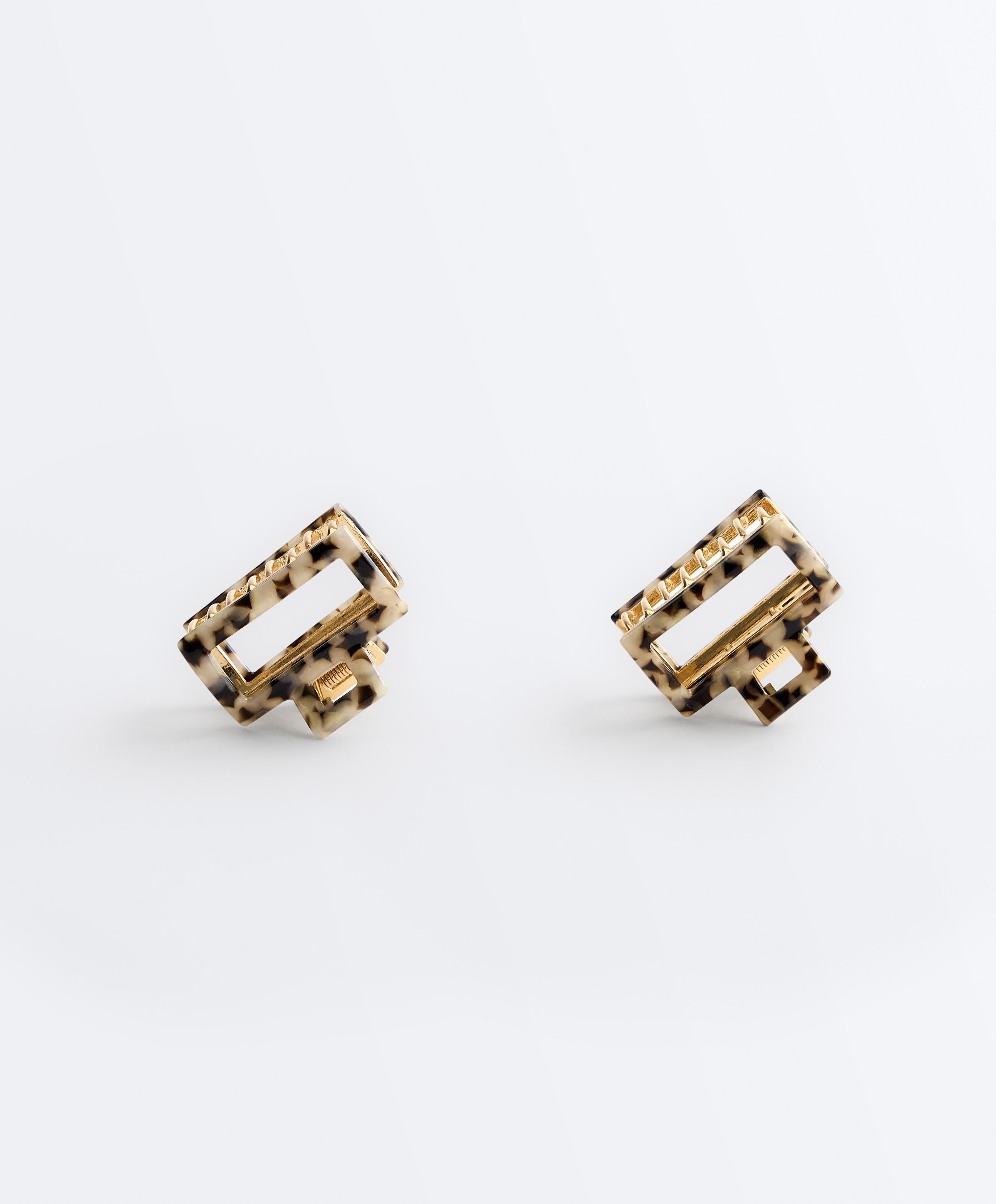 2 metallic mini hair clips — CHESTNUT