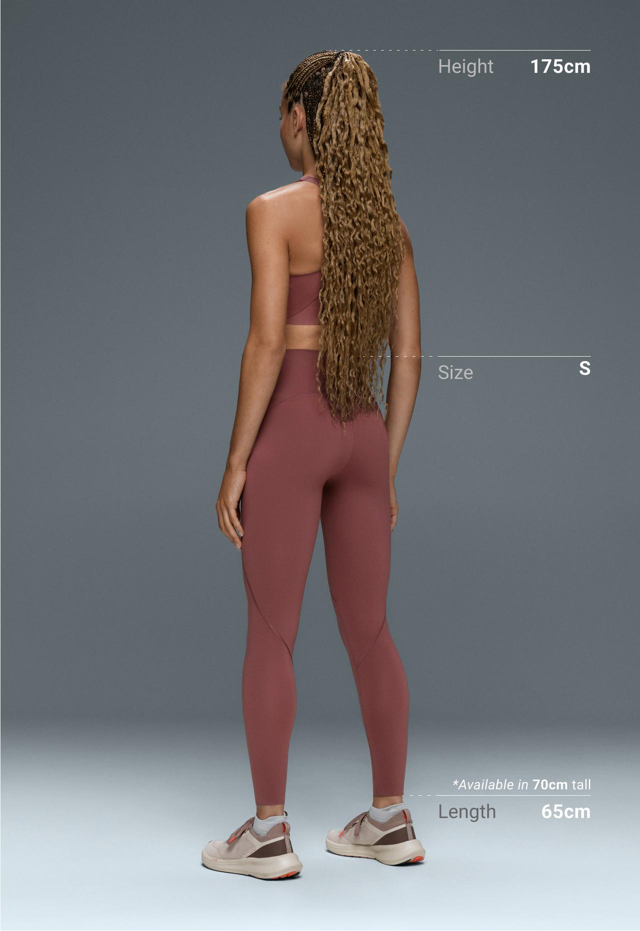 Basic compressive high-waisted ankle-length leggings — FADED BURGUNDY