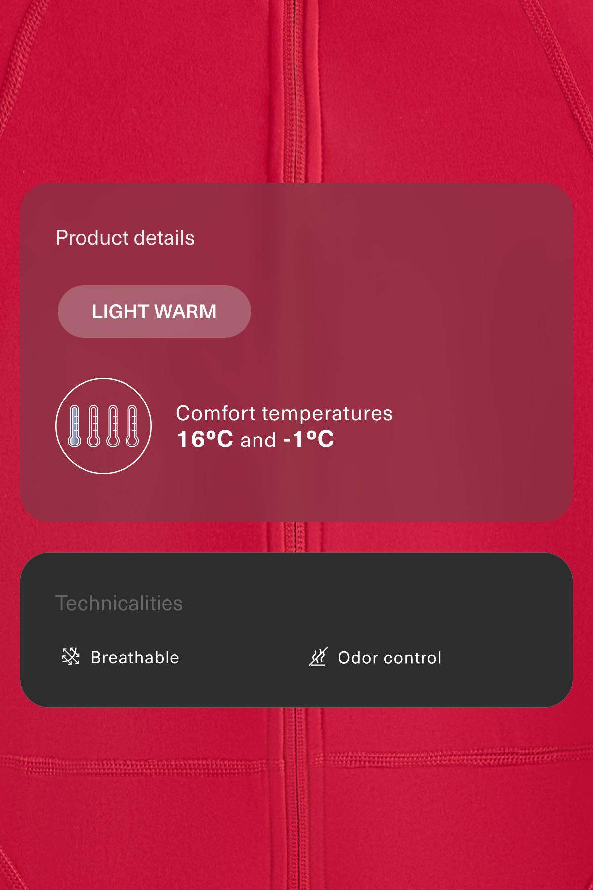 Light warm technical jacket with seams — RED