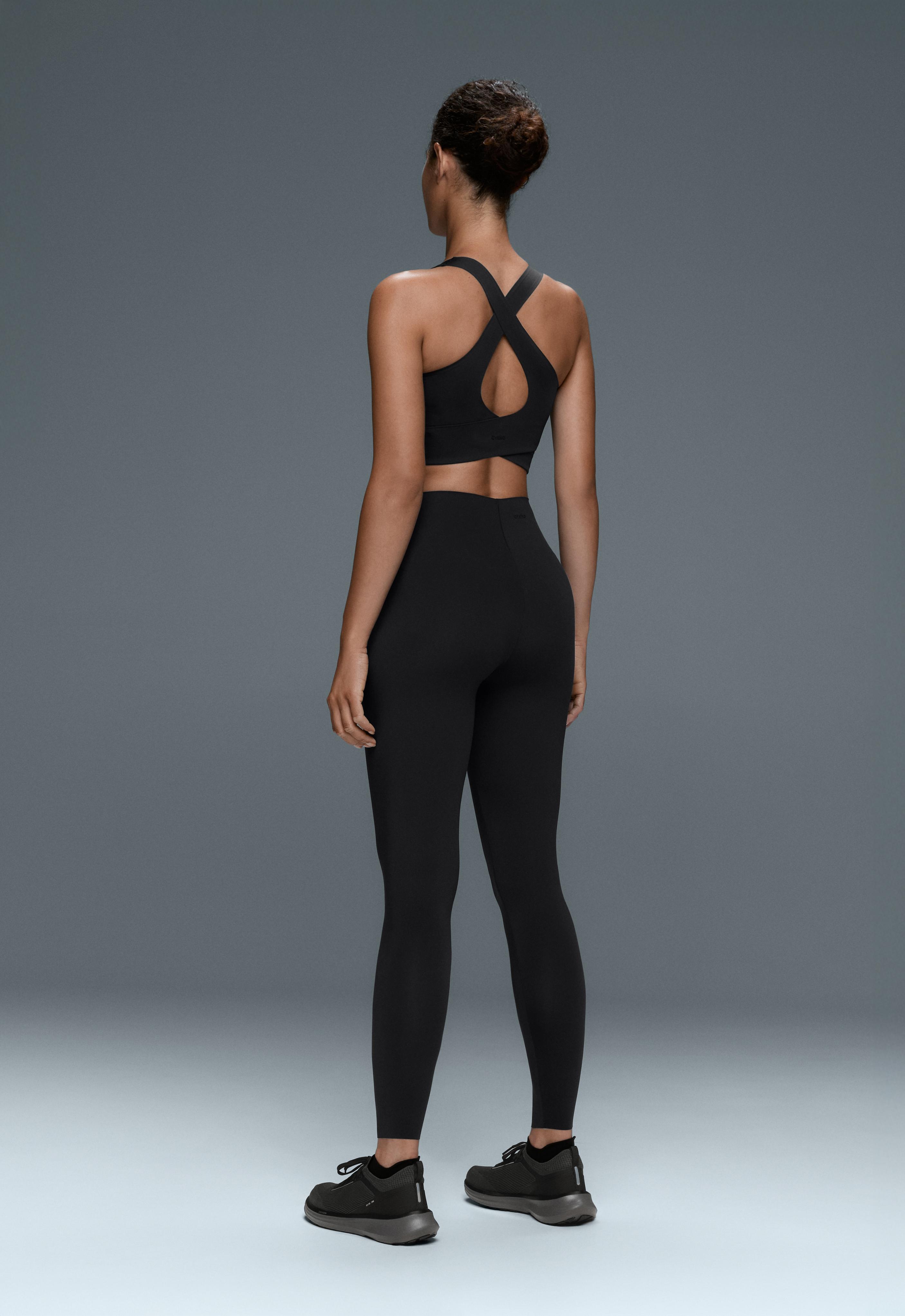 V-cut Light Touch 65cm high-rise ankle-length leggings — BLACK