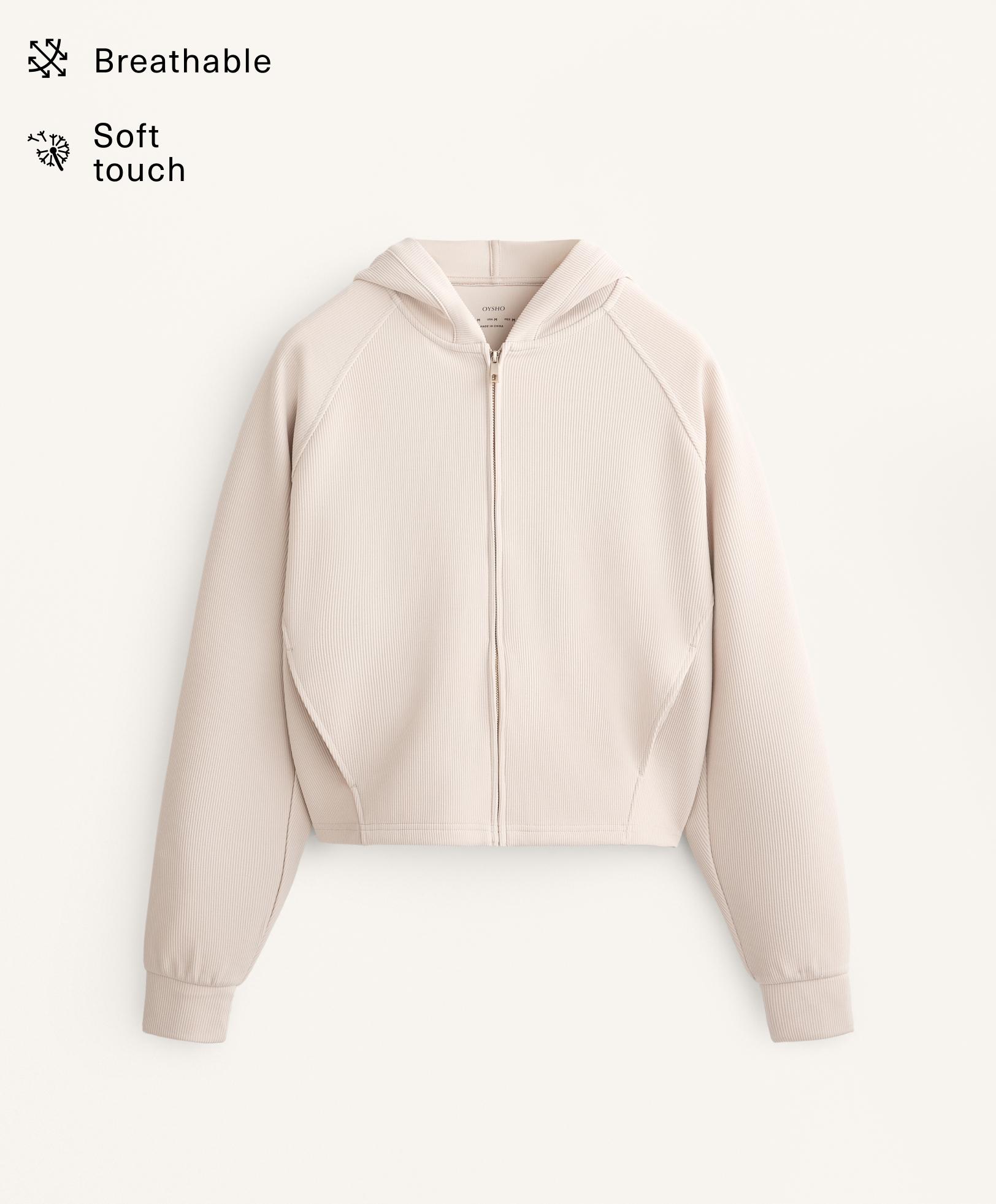 Hooded rib jacket with 29% modal