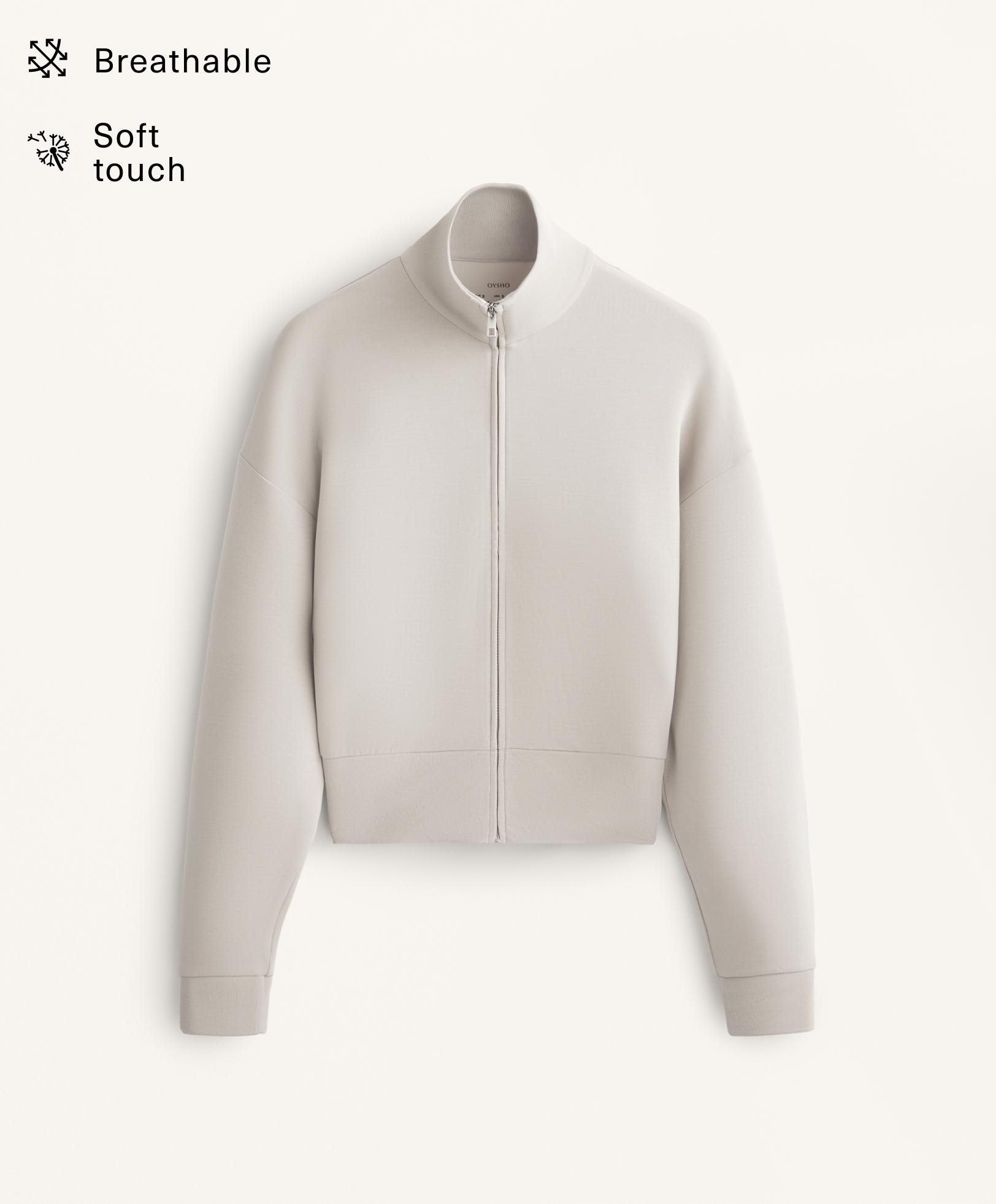 Soft-touch high neck jacket with modal