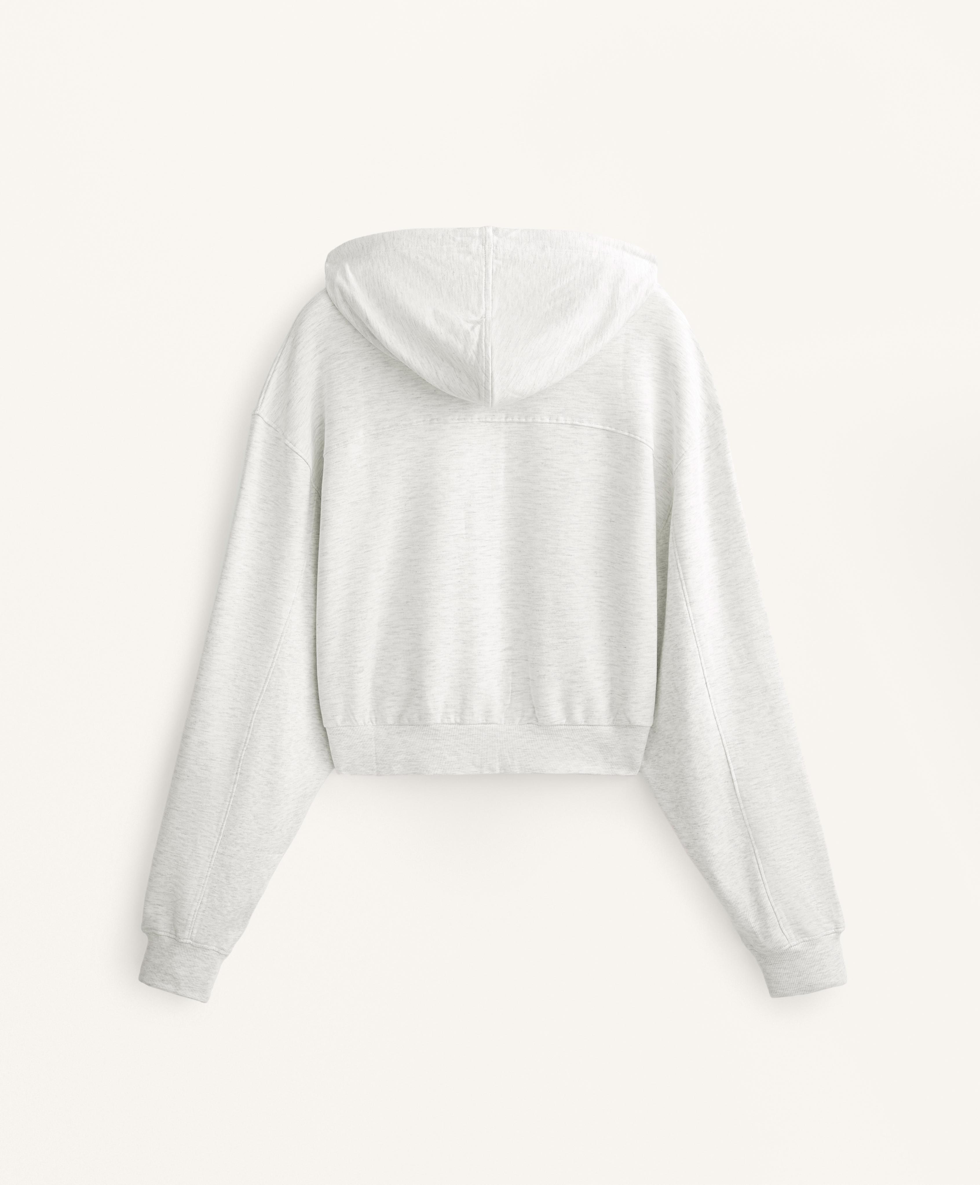 Crop hooded jacket with rib detail in cotton and modal Crop hooded jacket with rib detail in cotton and modal
