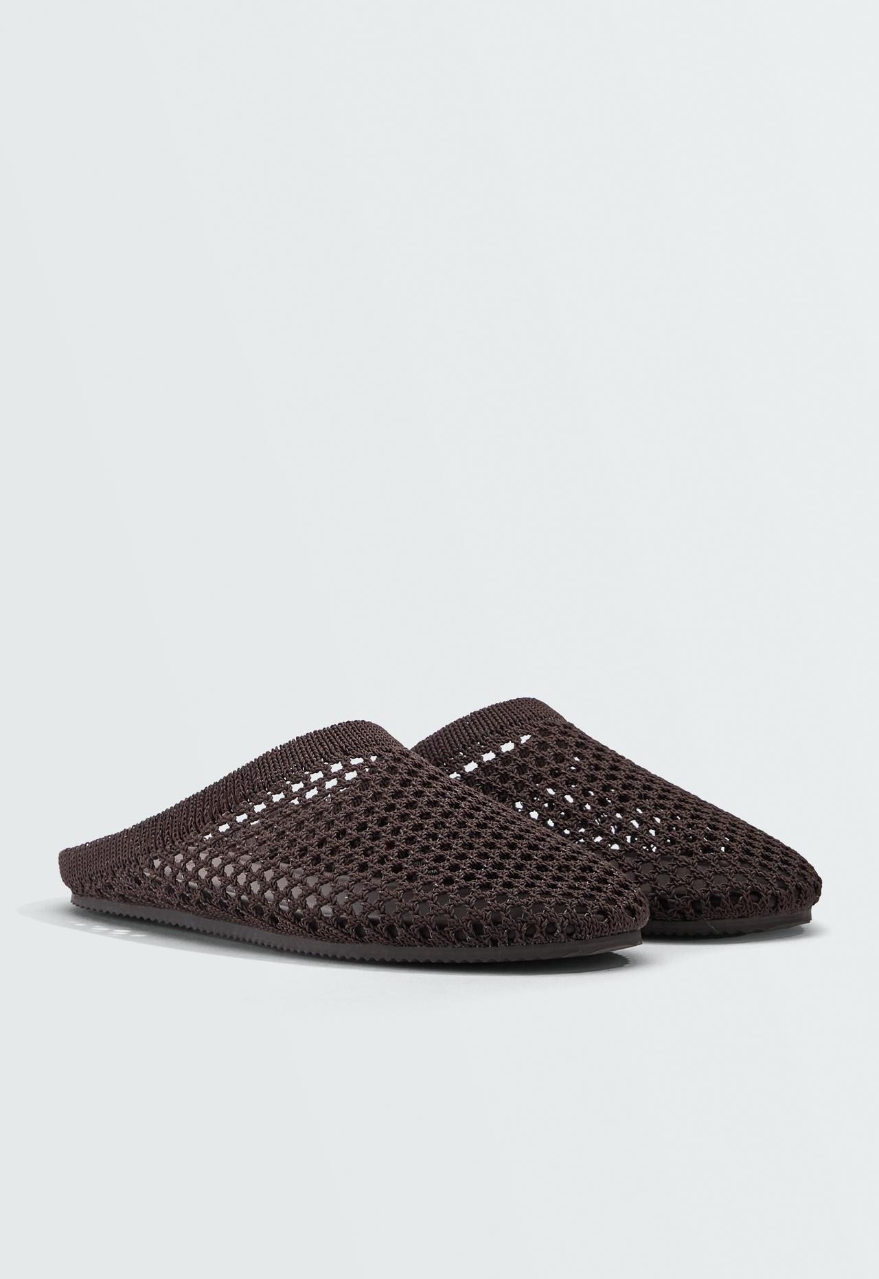 Crochet open-back clogs — BROWN