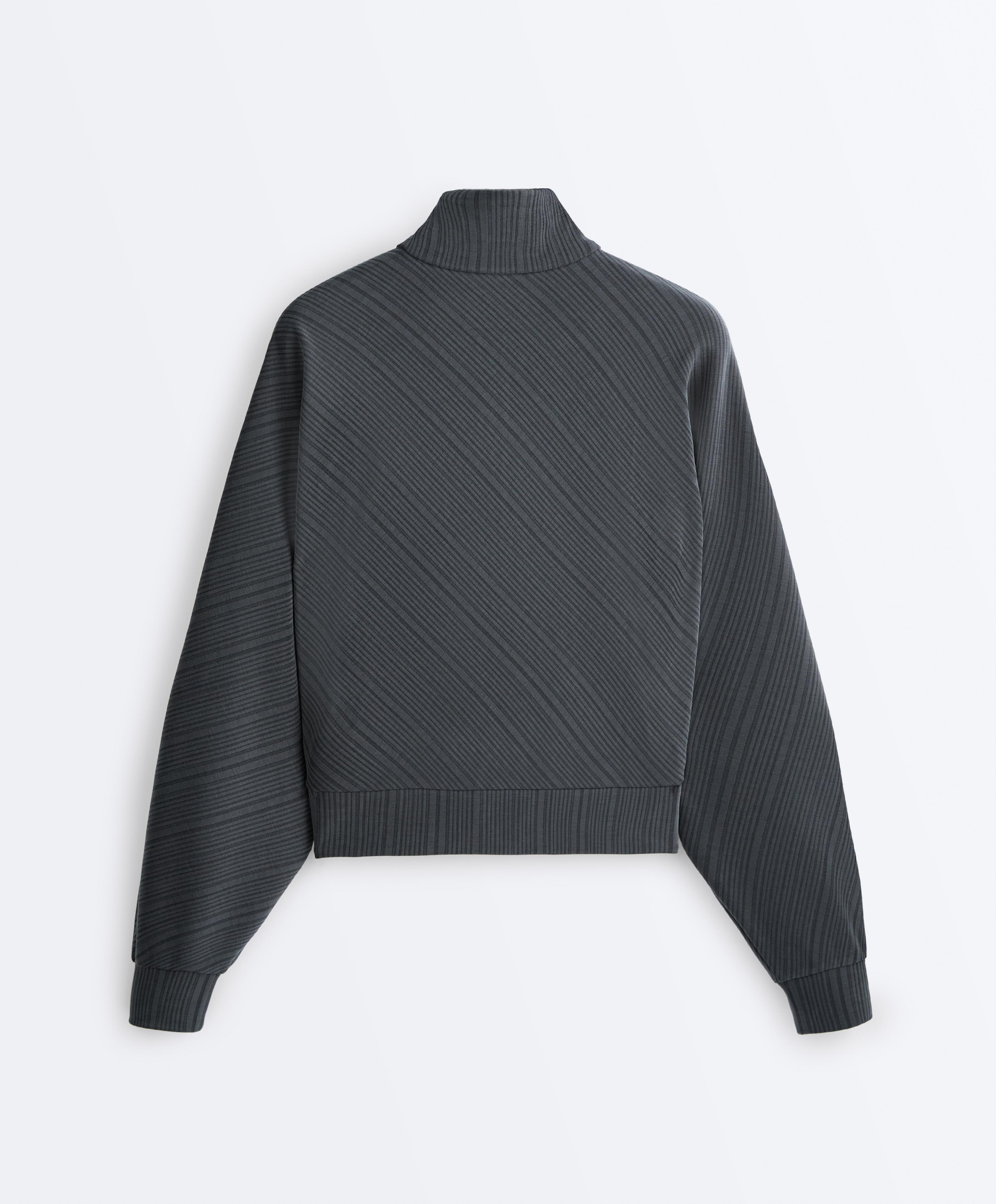 Asymmetric stripe jacket with modal — ASPHALT