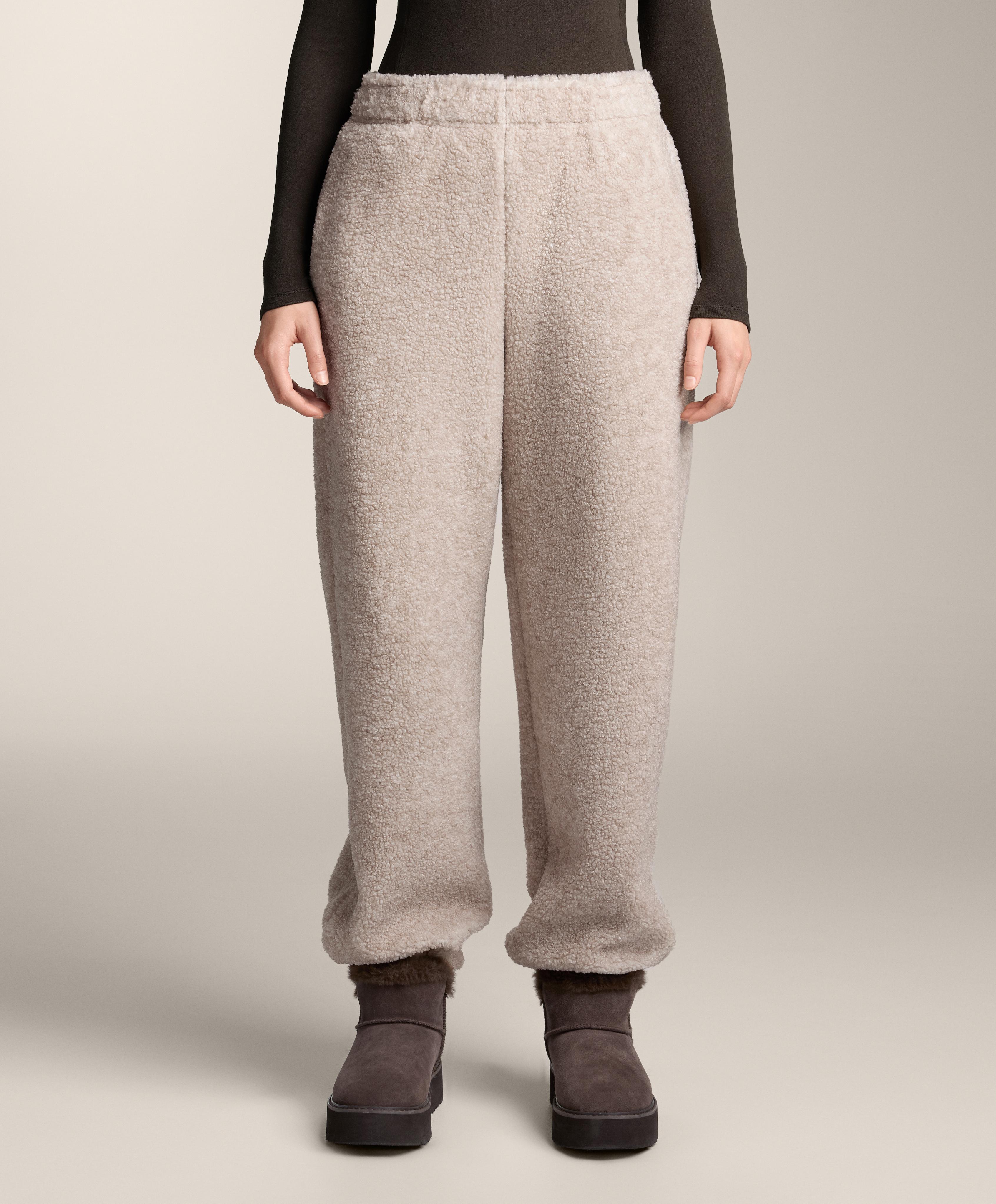 Lightweight faux-shearling jogging trousers
