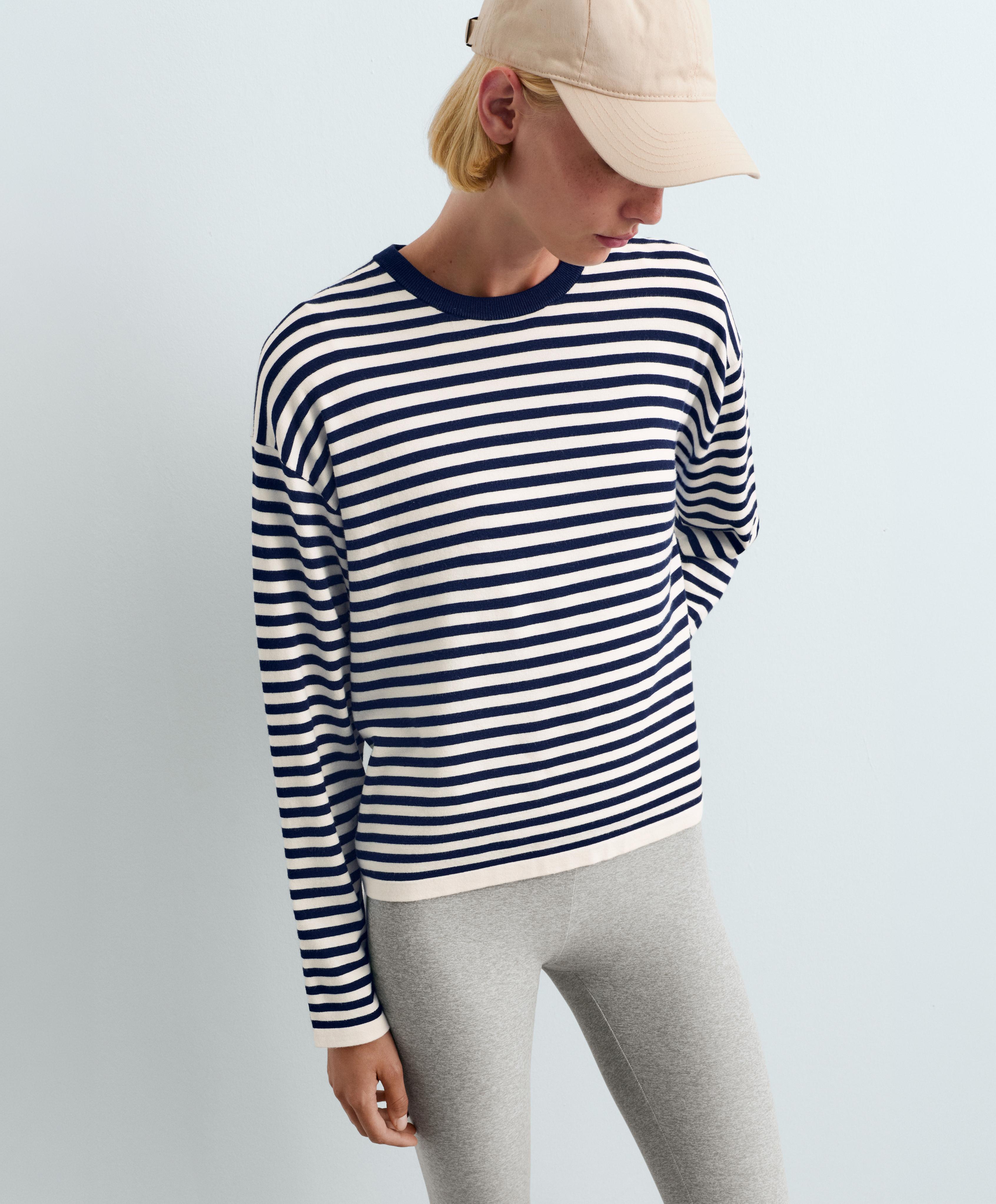 Fine knit striped jumper — PALE ECRU
