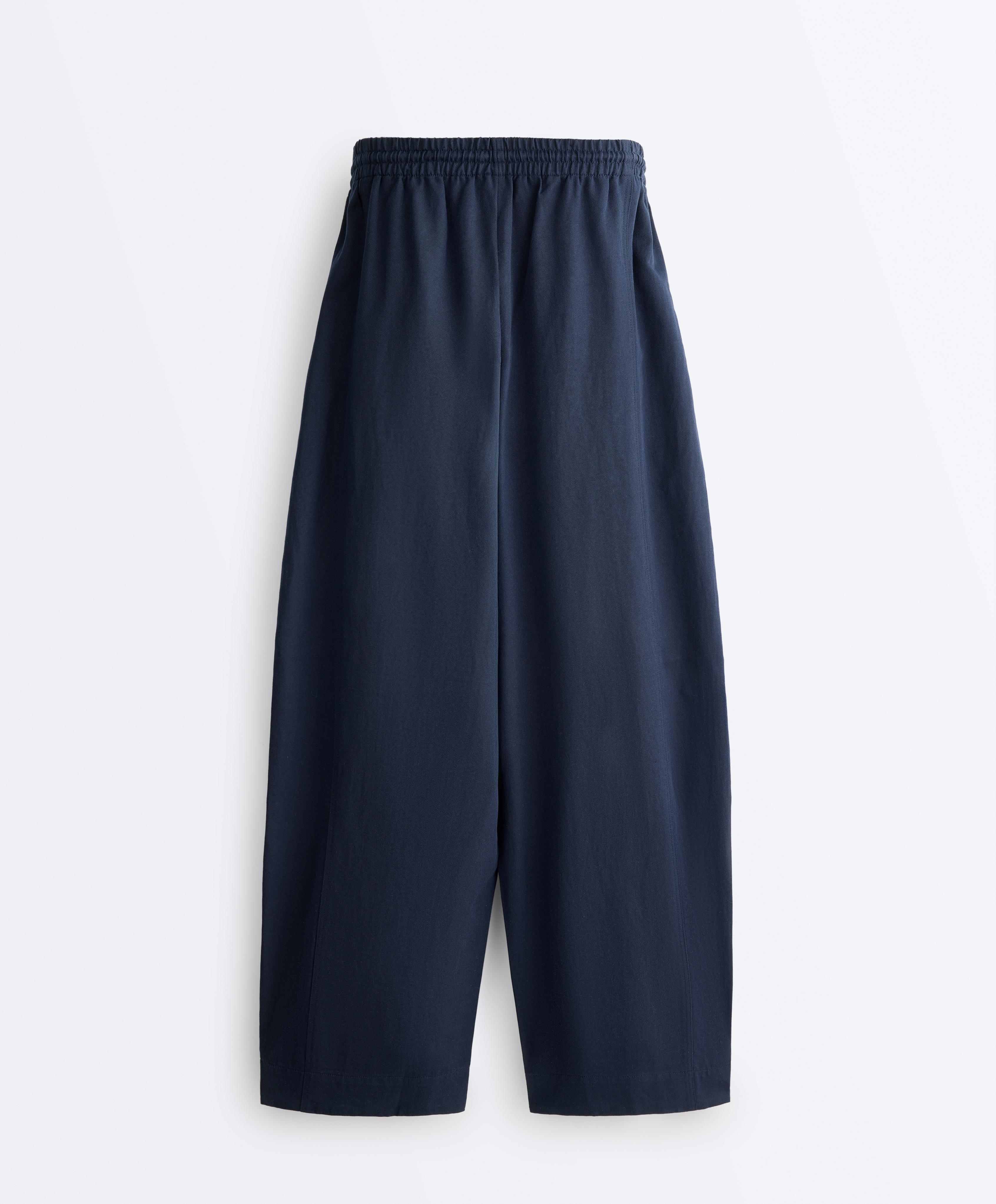 Cotton blend balloon trousers — NAVY BLUE