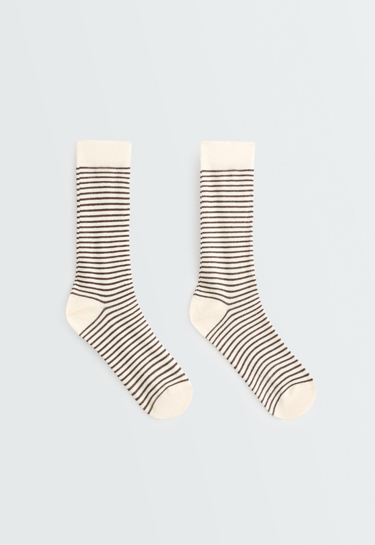 Classic sock in 58% modal and 13% cashmere, striped — ECRU