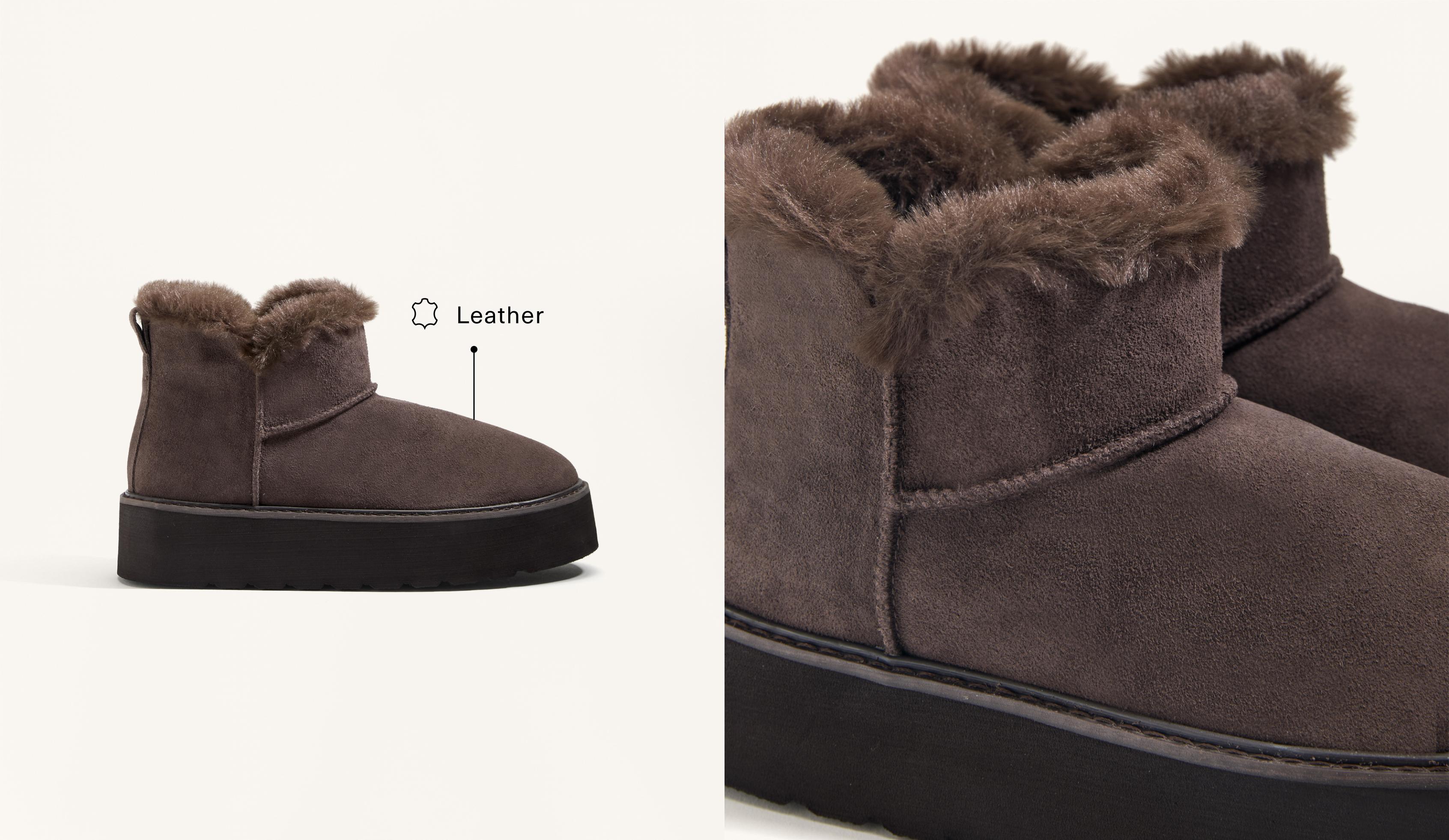 Bottes en cuir à semelle compensée