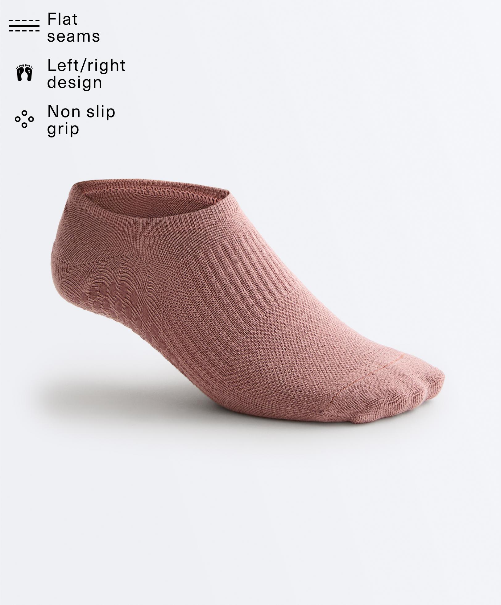 2 pairs of invisible cotton blend yoga and Pilates socks — PALE PINK