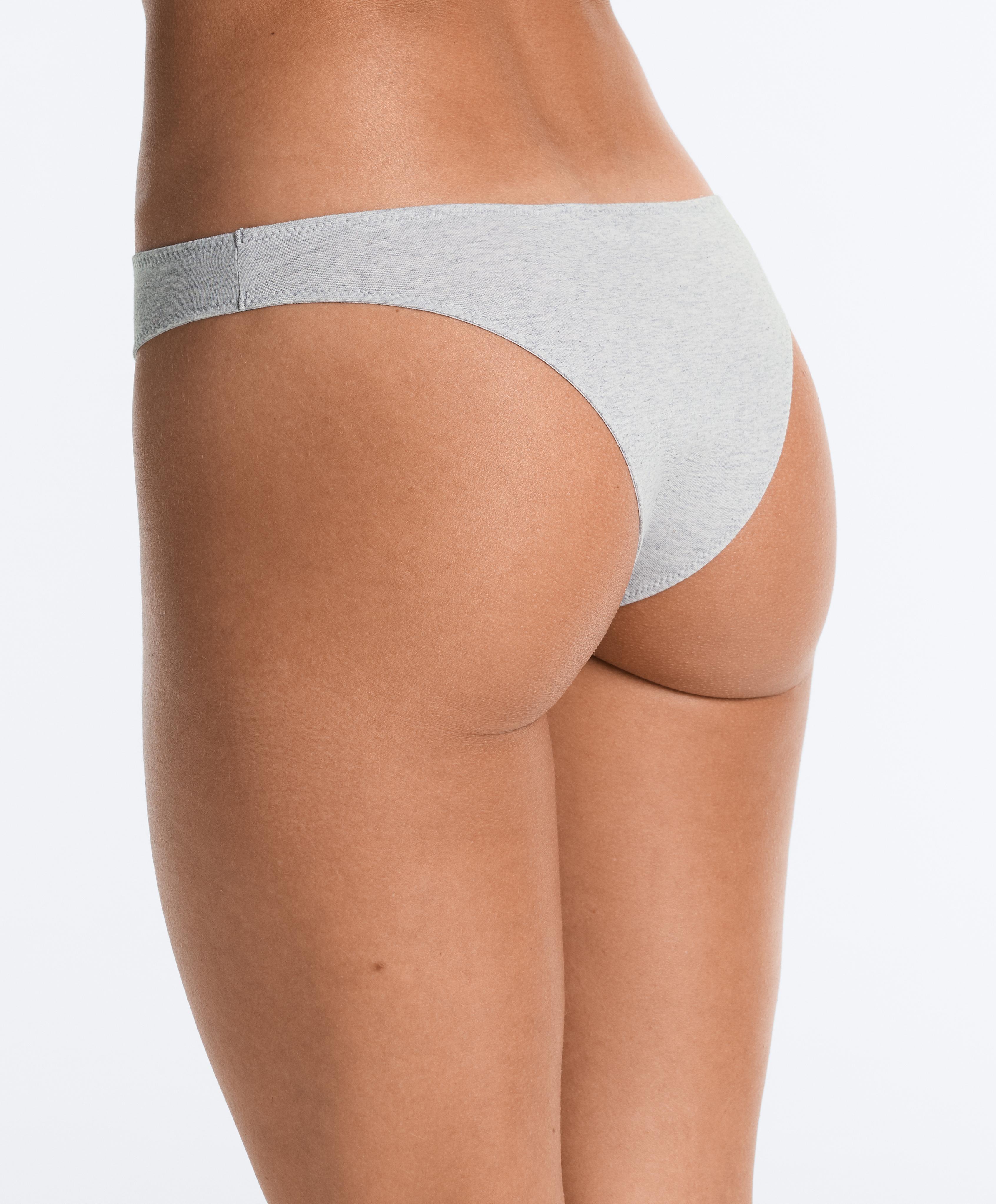 5 rib cotton blend Brazilian briefs — GREY MELANGE