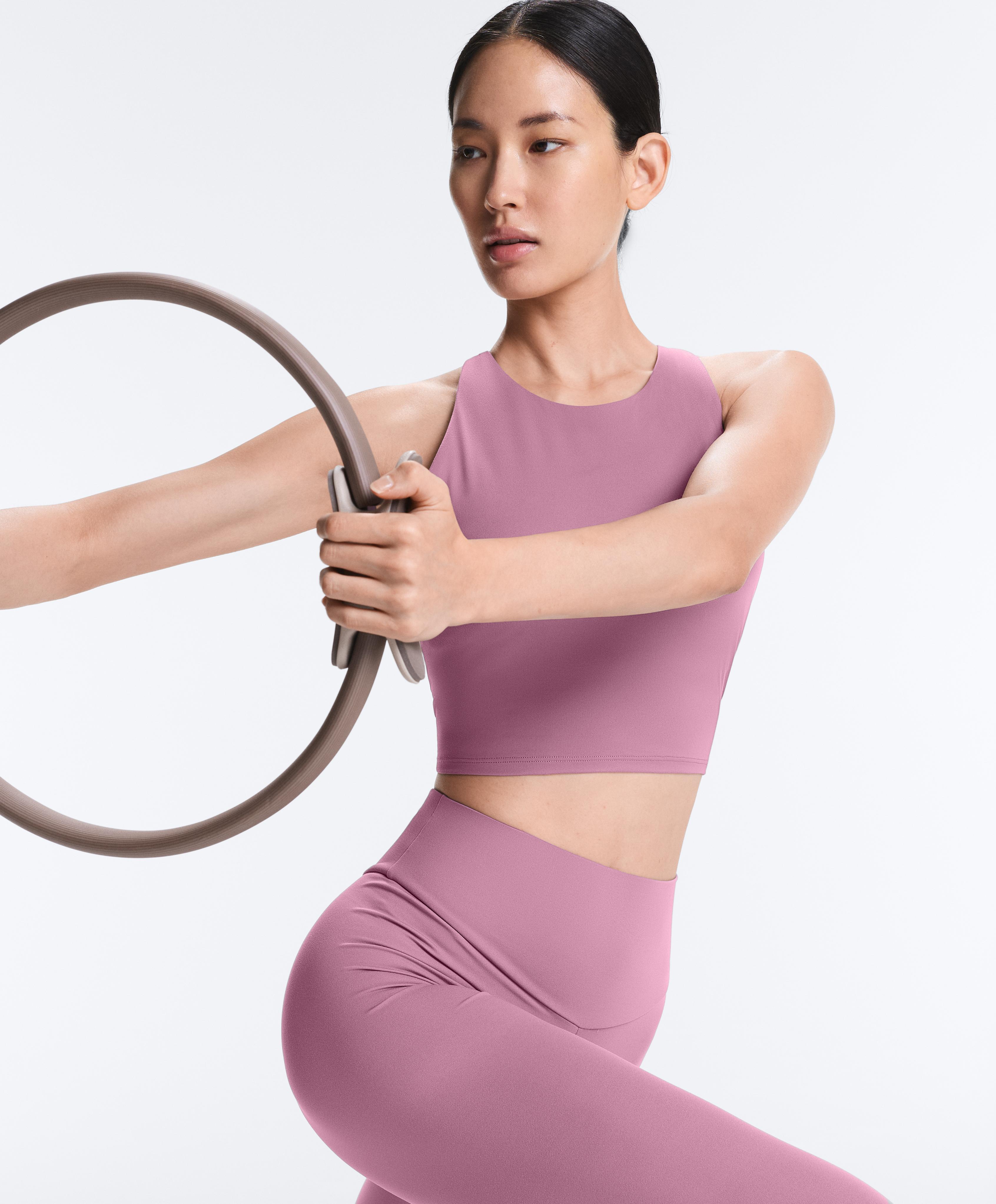 Comfortlux strappy tank top with cups — MAUVE PINK