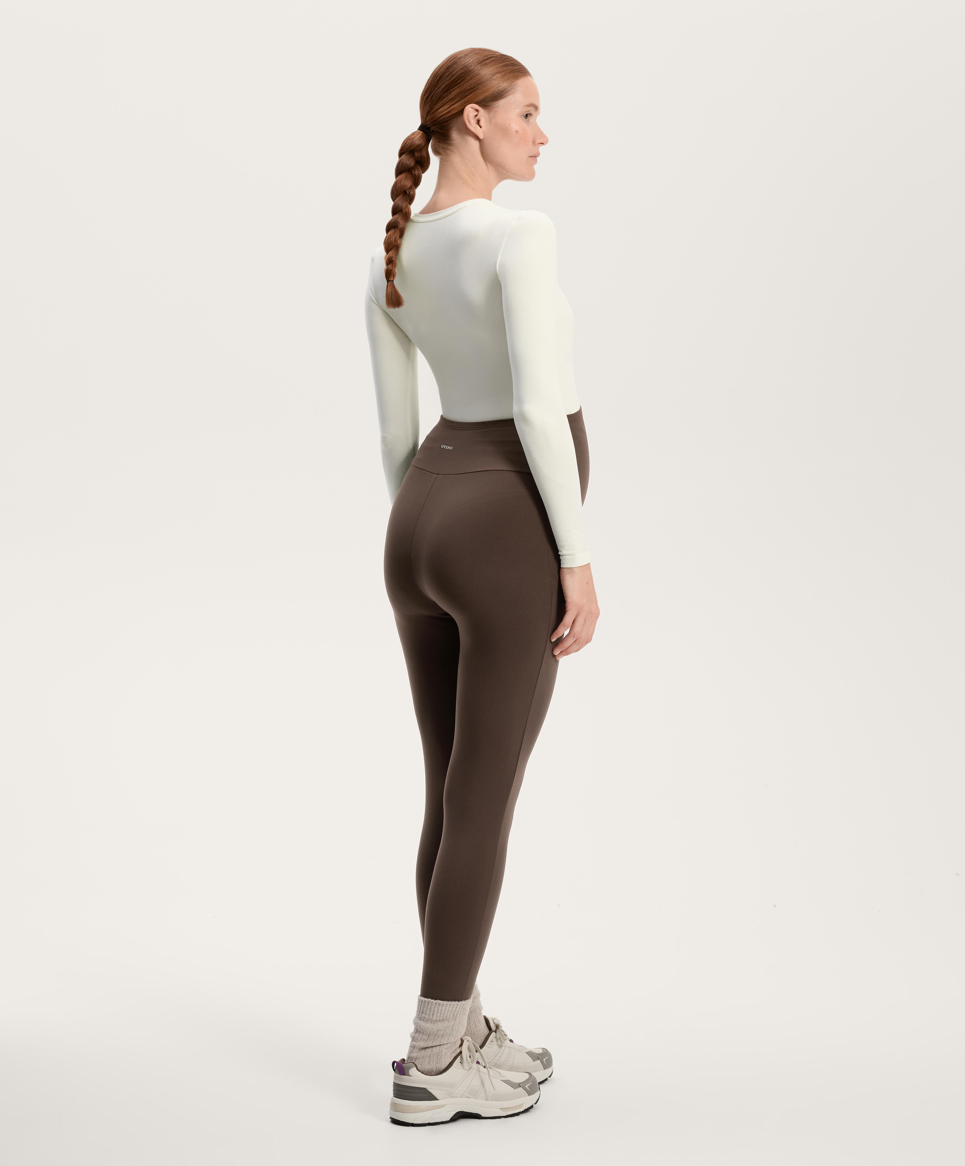 70cm warm maternity ankle-length leggings — DARK REDDISH‑BROWN