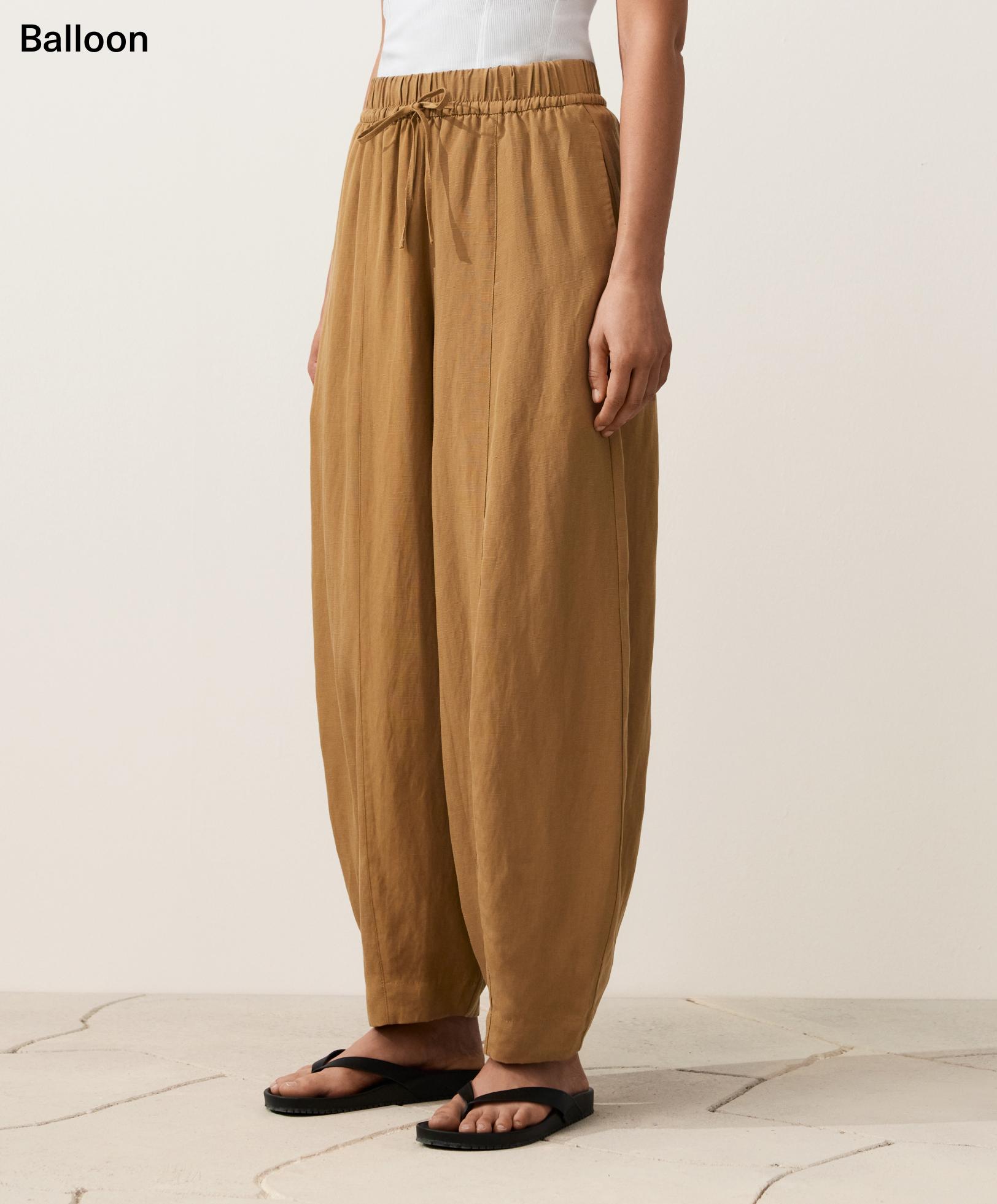 Balloon trousers lyocell blend and 24% linen with seams