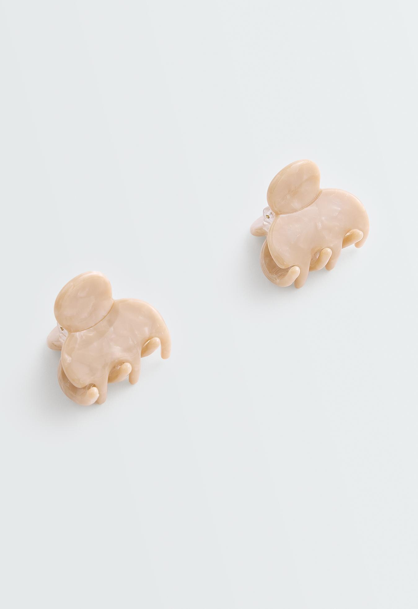 2 mini hair clips — ALMOND