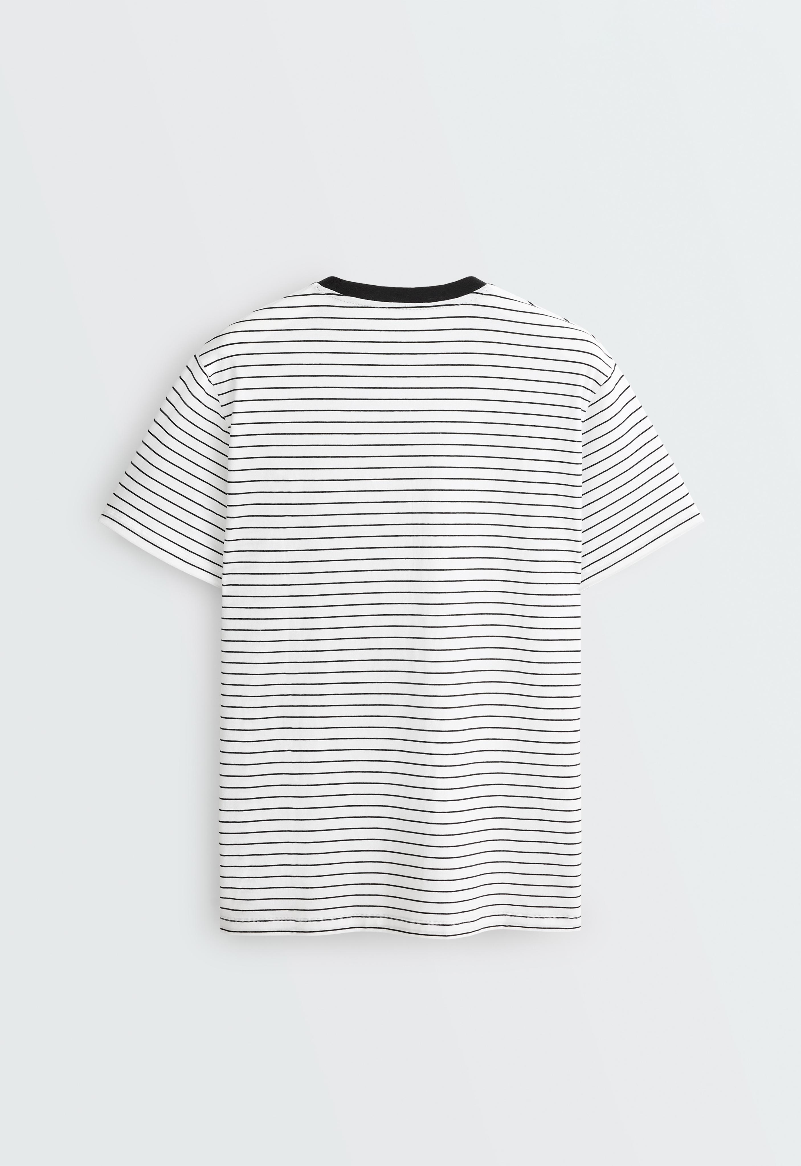 Oversize short-sleeved cotton blend T-shirt with contrast stripes — WHITE 