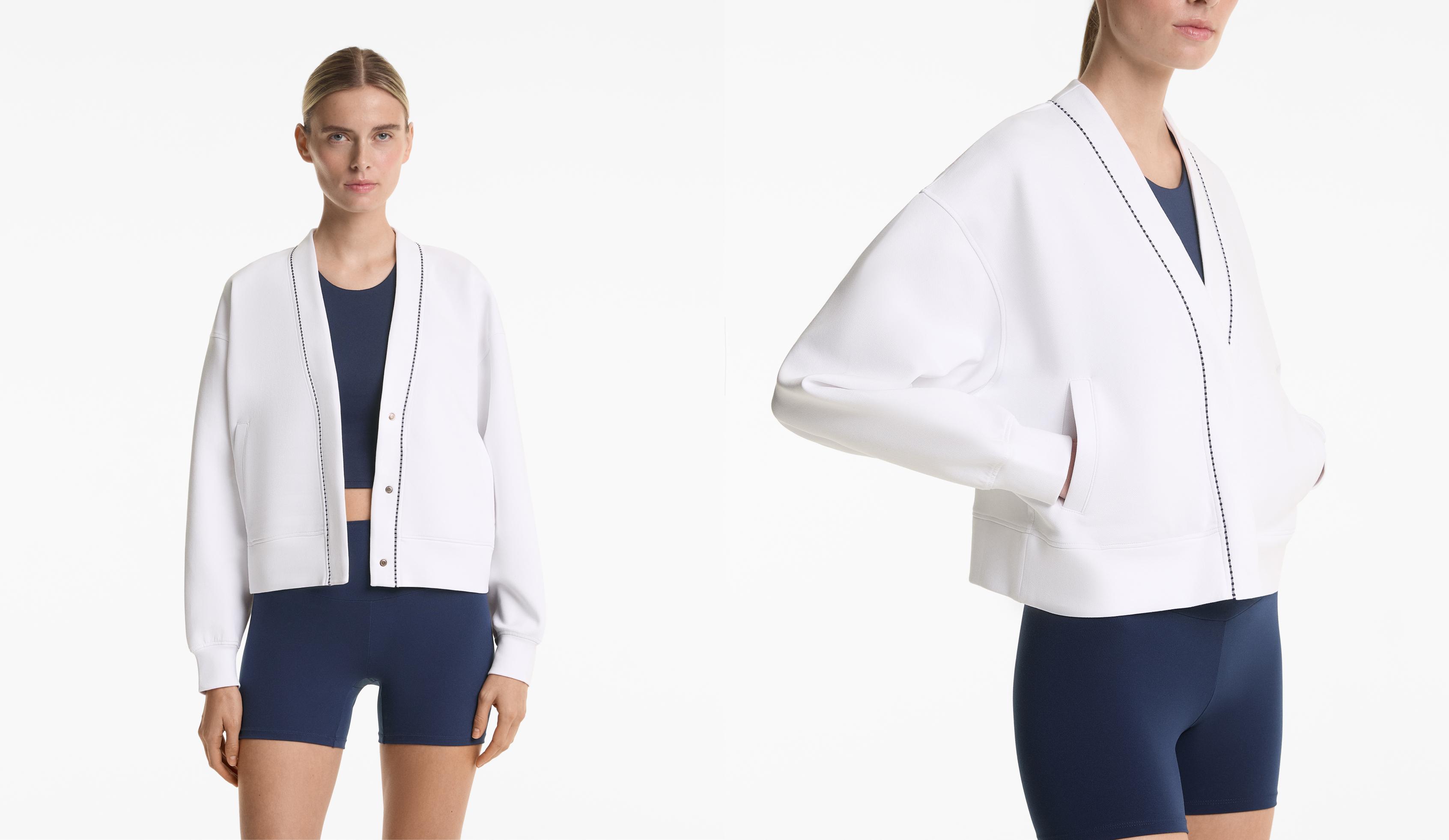 Cardigan piqué heavy weight misto cotone.
