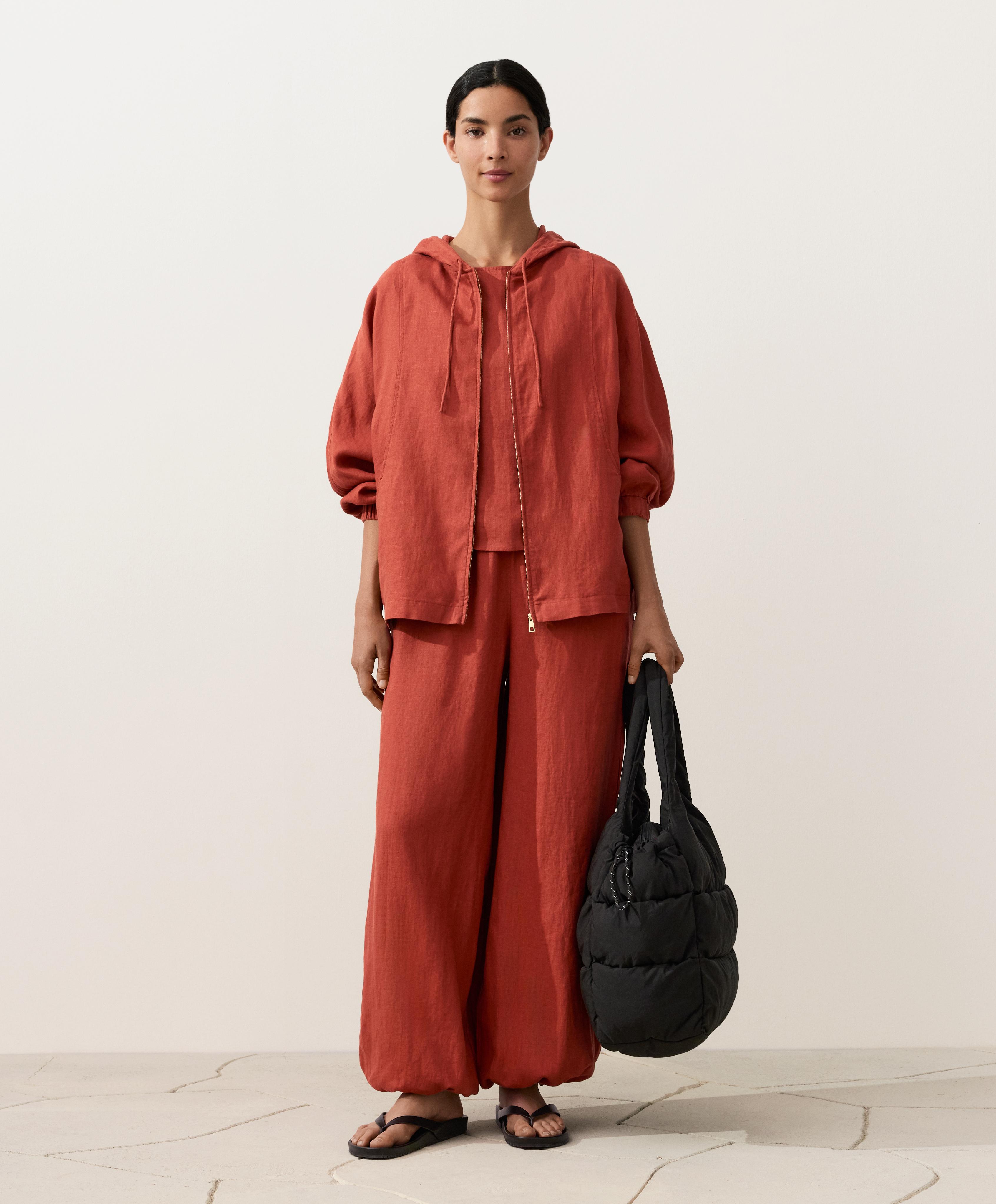 100% linen bloomer trousers — TEA RED