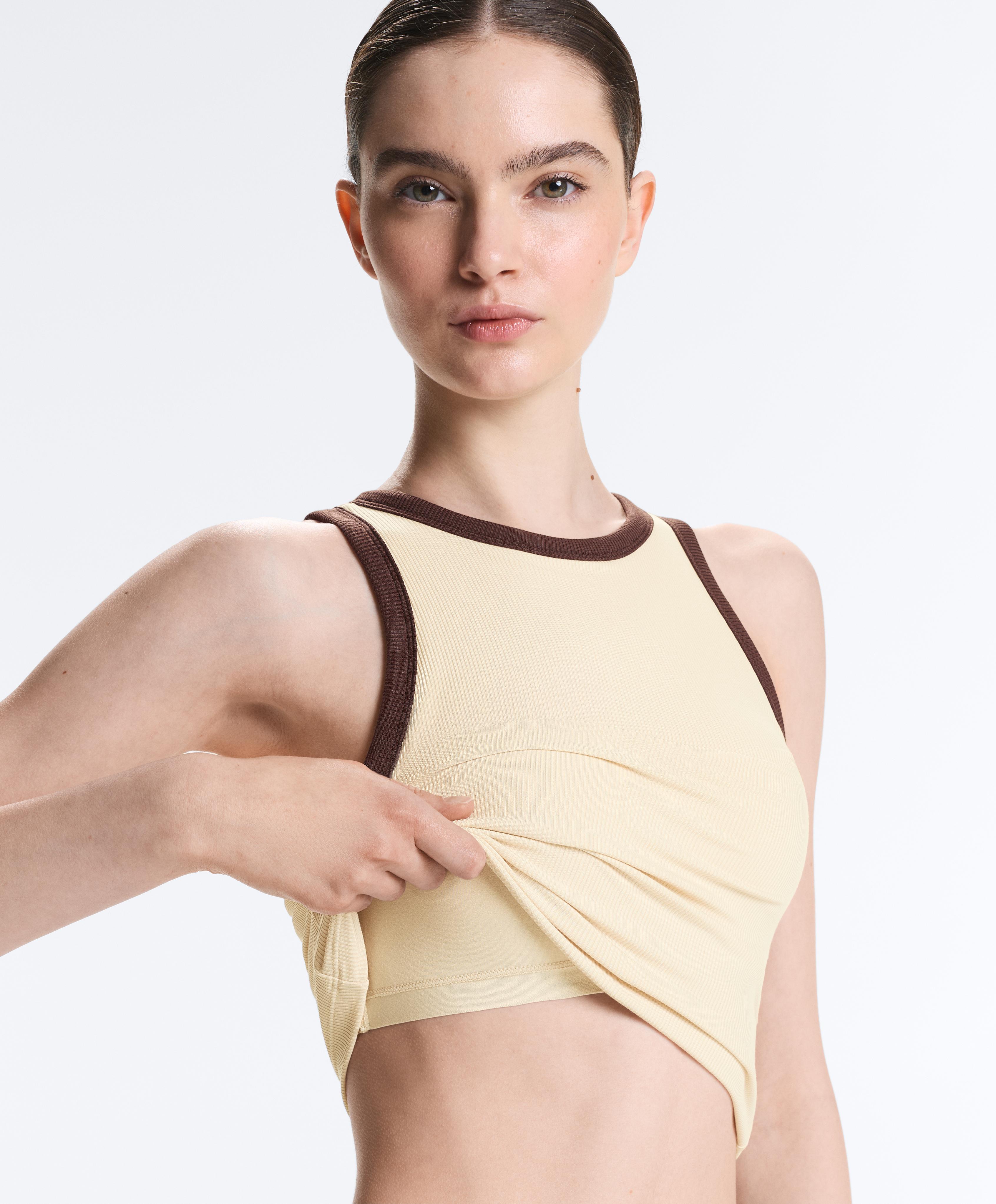 Rib modal blend long tank top — VANILLA