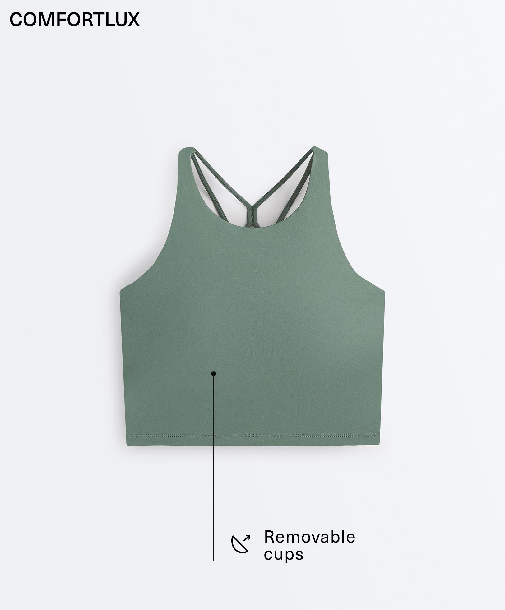 Comfortlux strappy tank top with cups — DARK GREEN