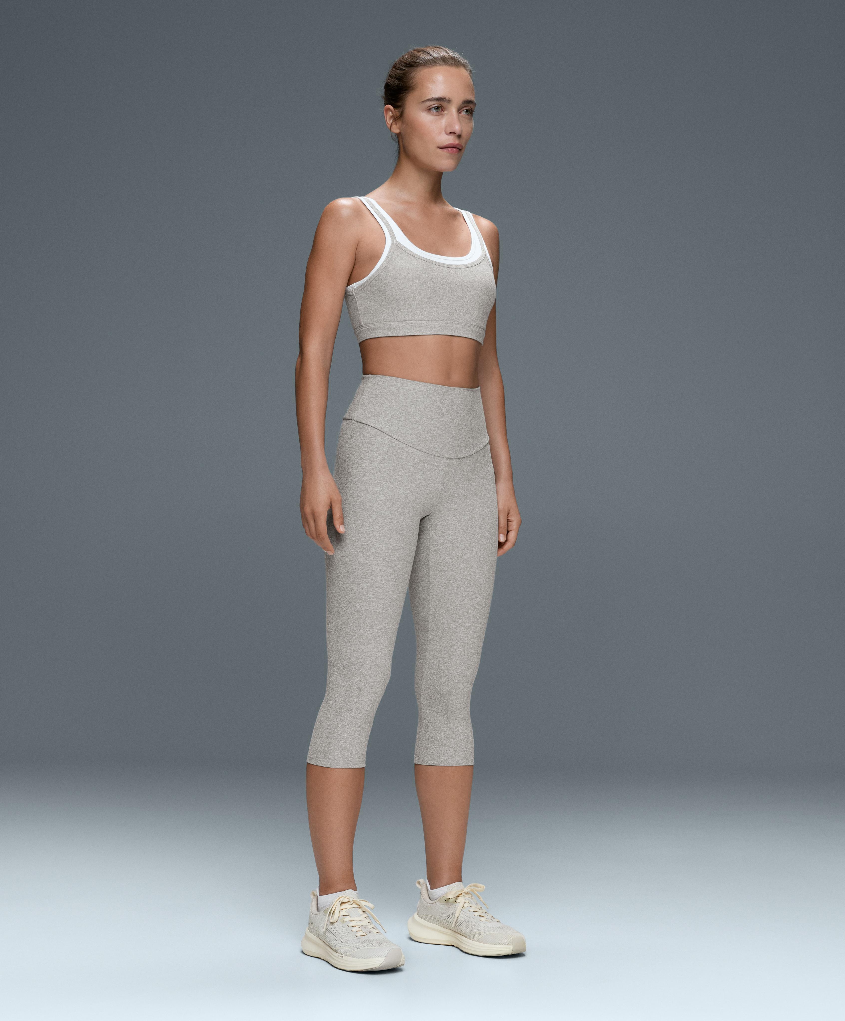 Comfortlux 40cm high-rise marl knee-length leggings — GREY MELANGE
