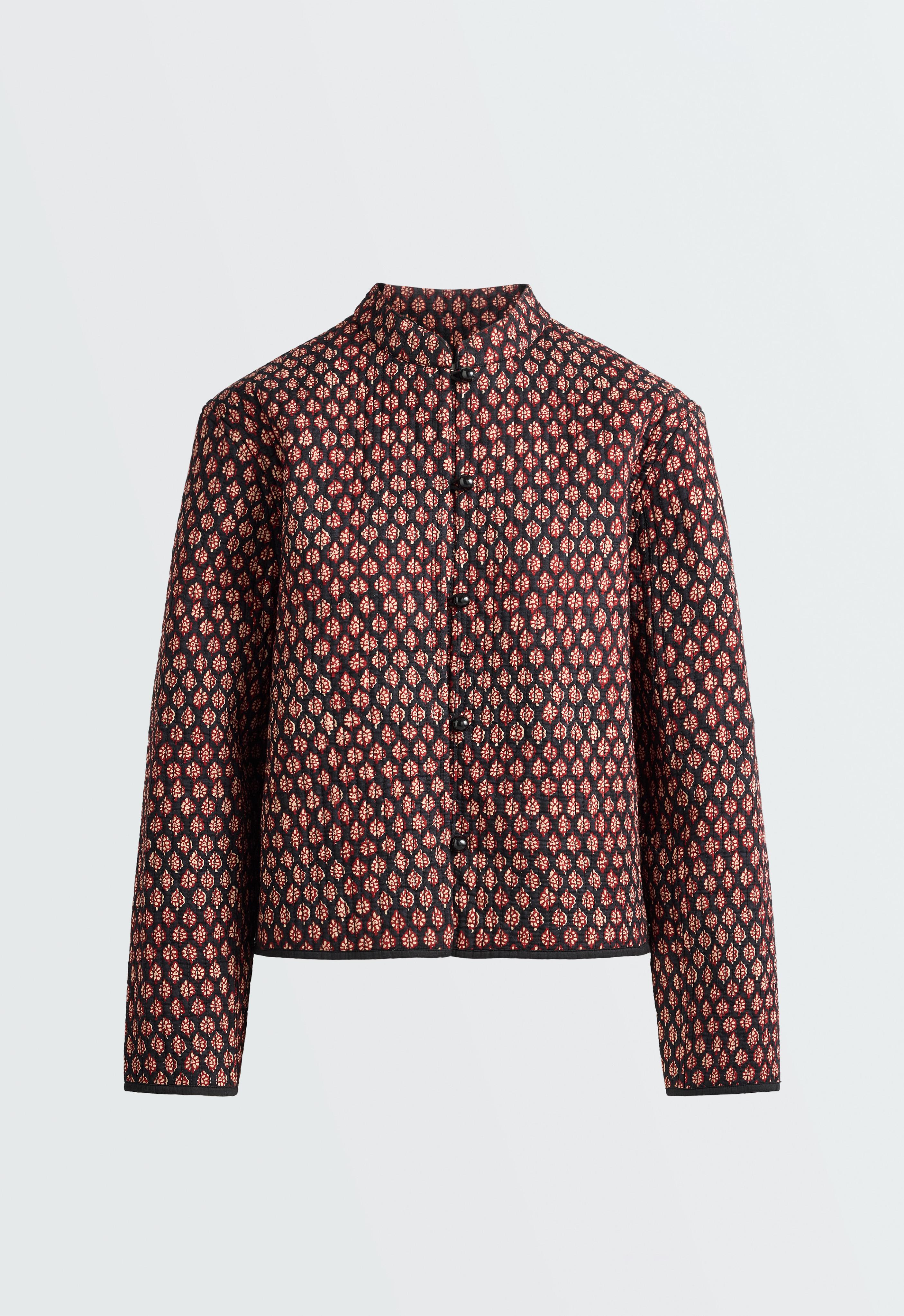 100% cotton quilted mandarin collar jacket — MAROON