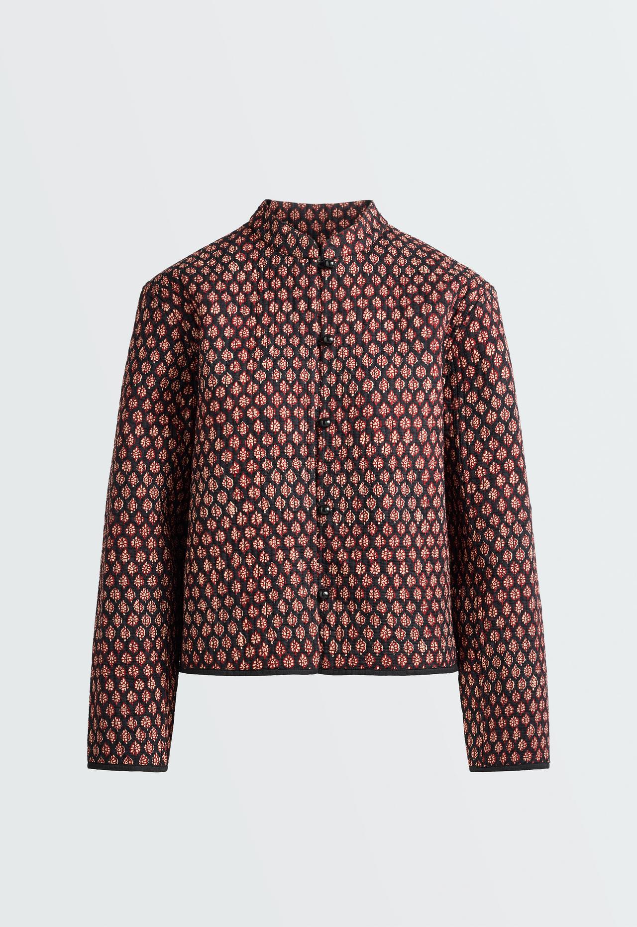 100% cotton quilted mandarin collar jacket — MAROON