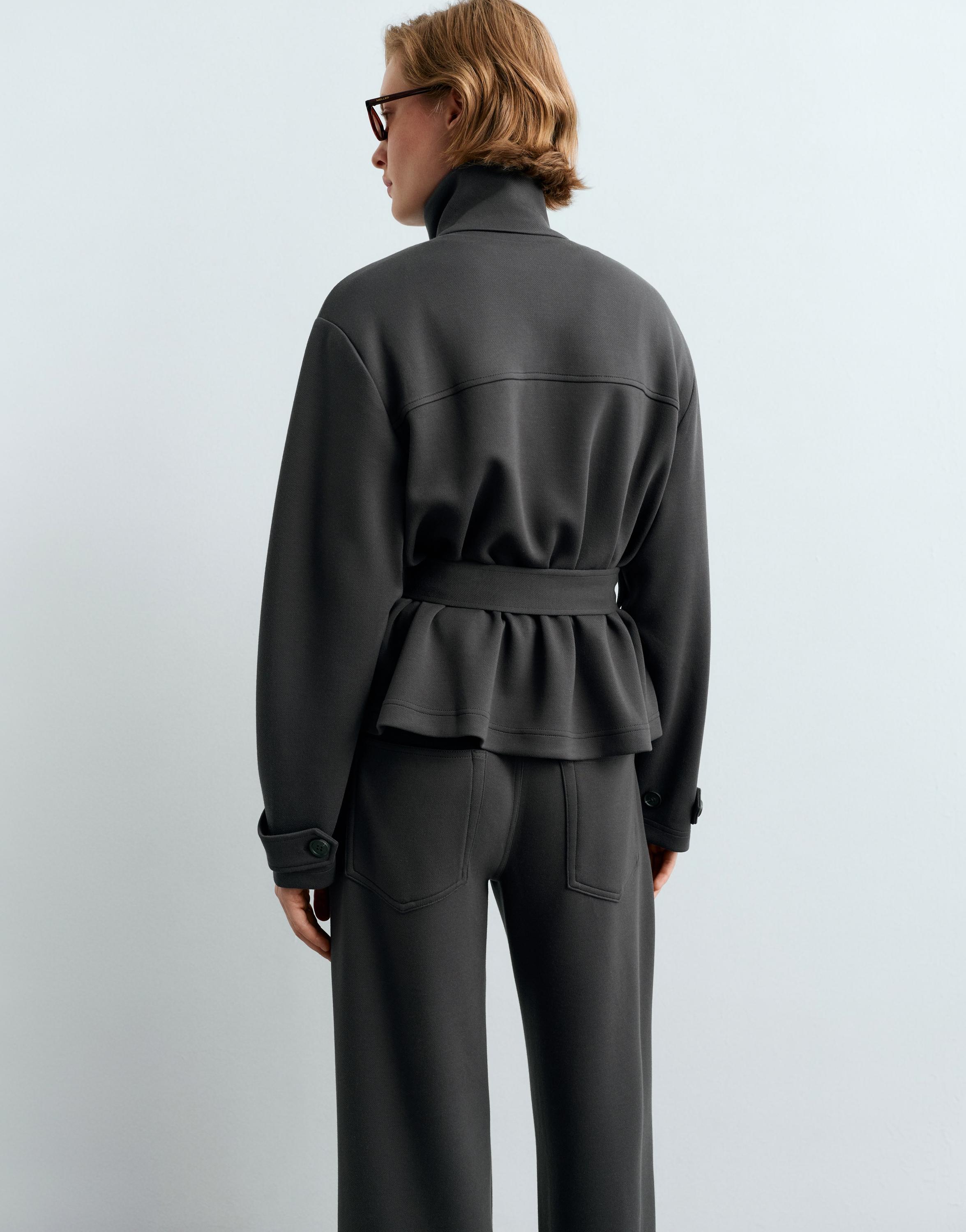 Belted jacket with pockets — DARK ANTHRACITE