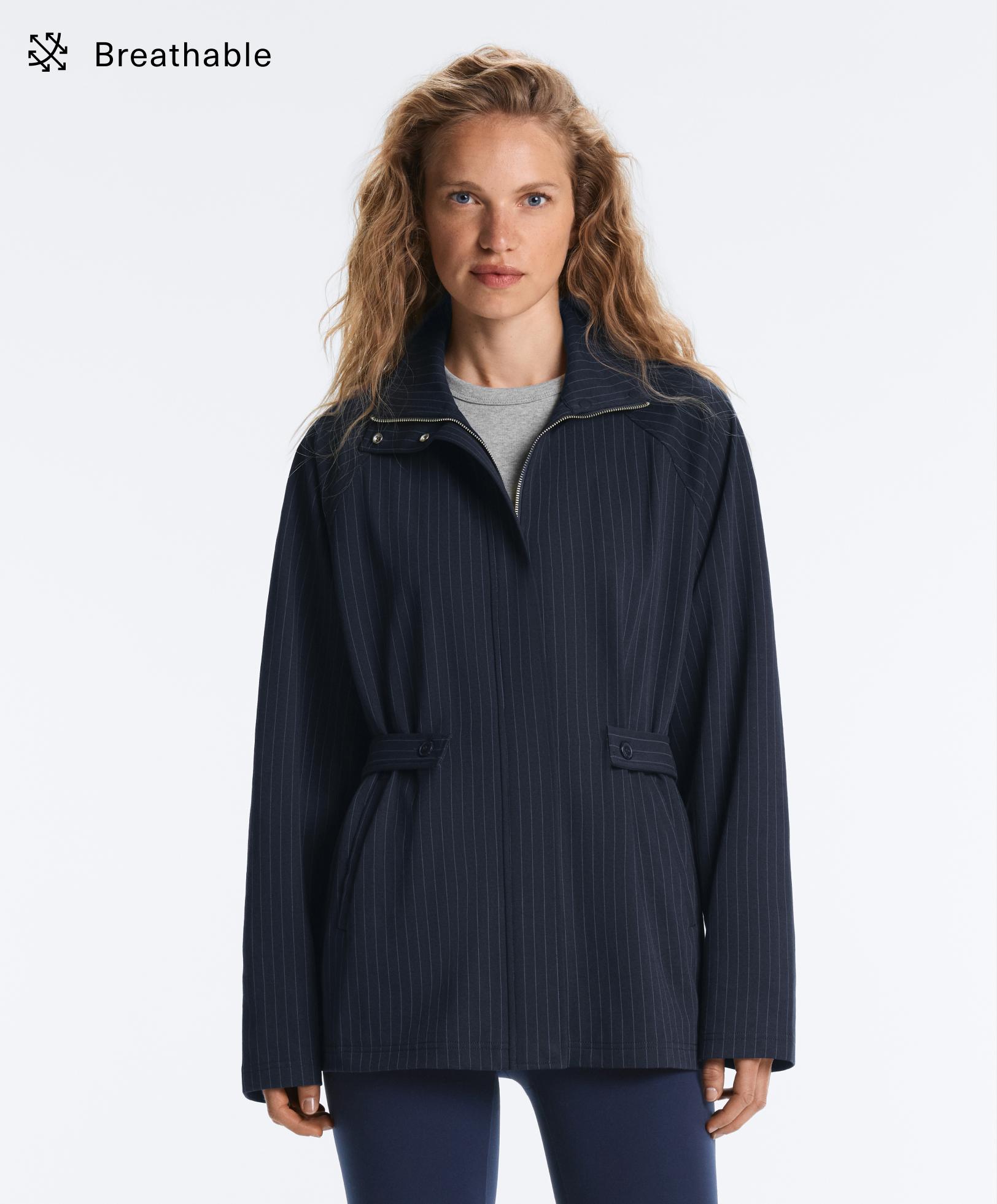 Long pinstripe cotton jacket