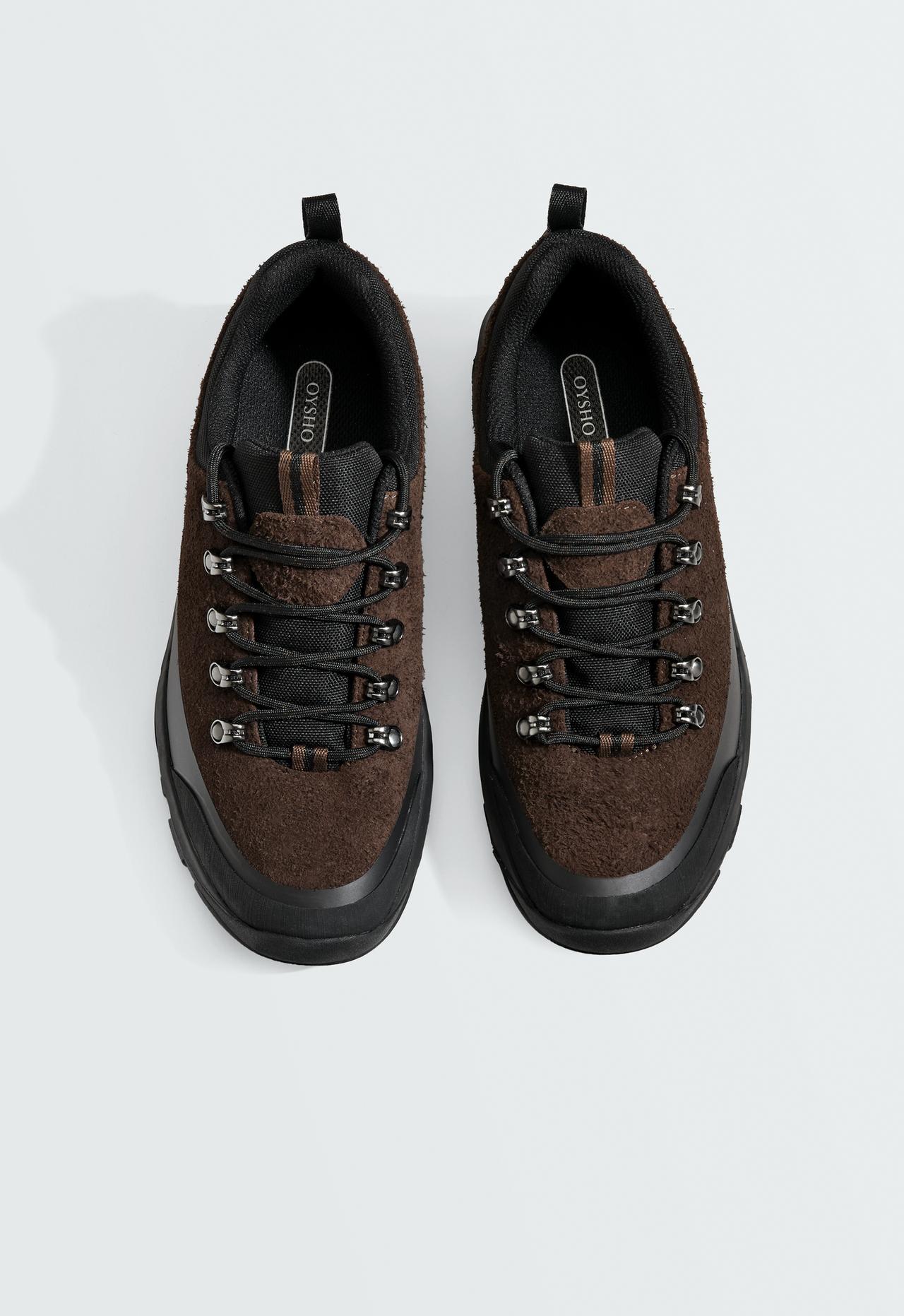 Freetime split-leather trainers — BROWN