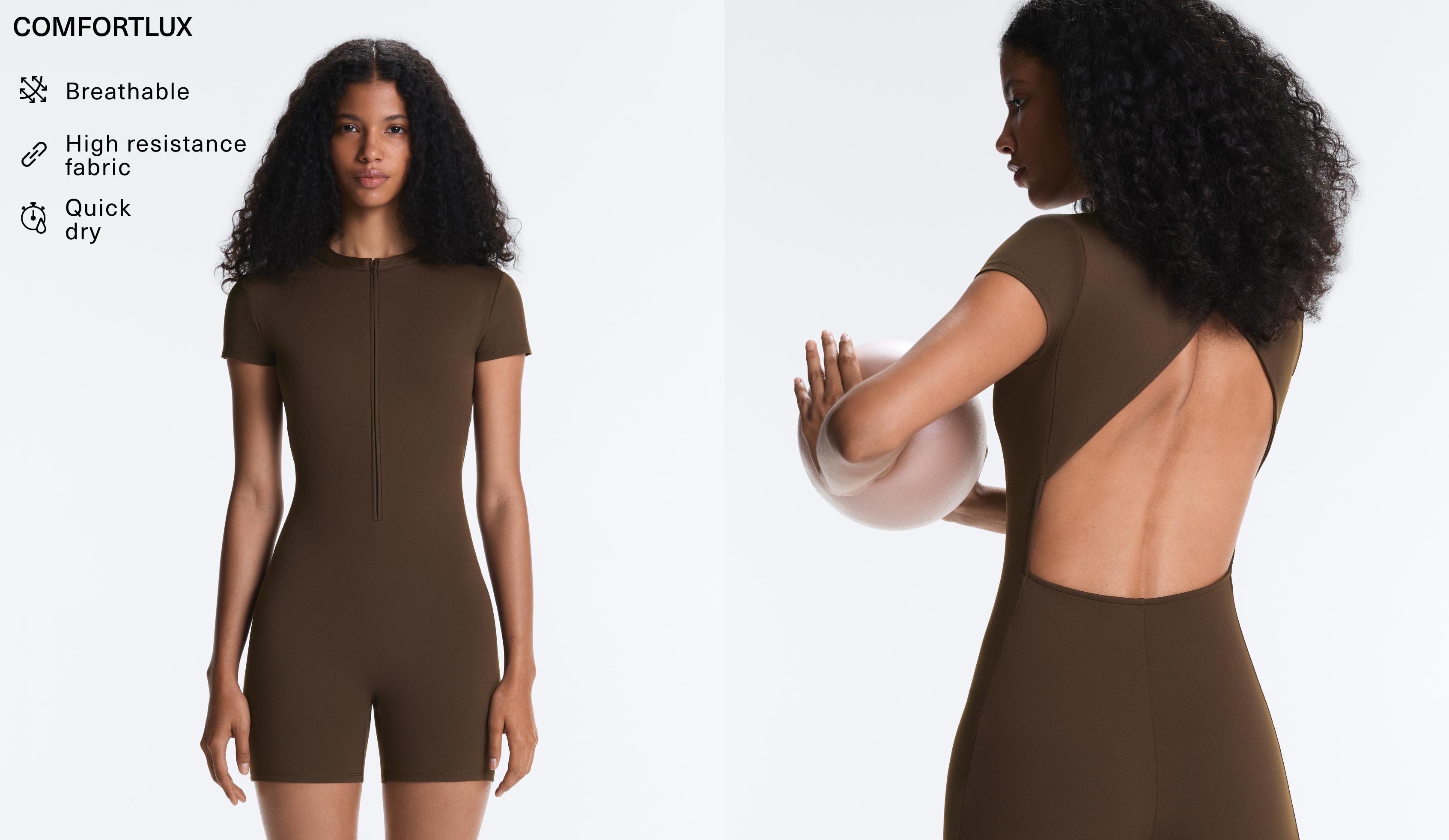 Comfortlux short zip jumpsuit