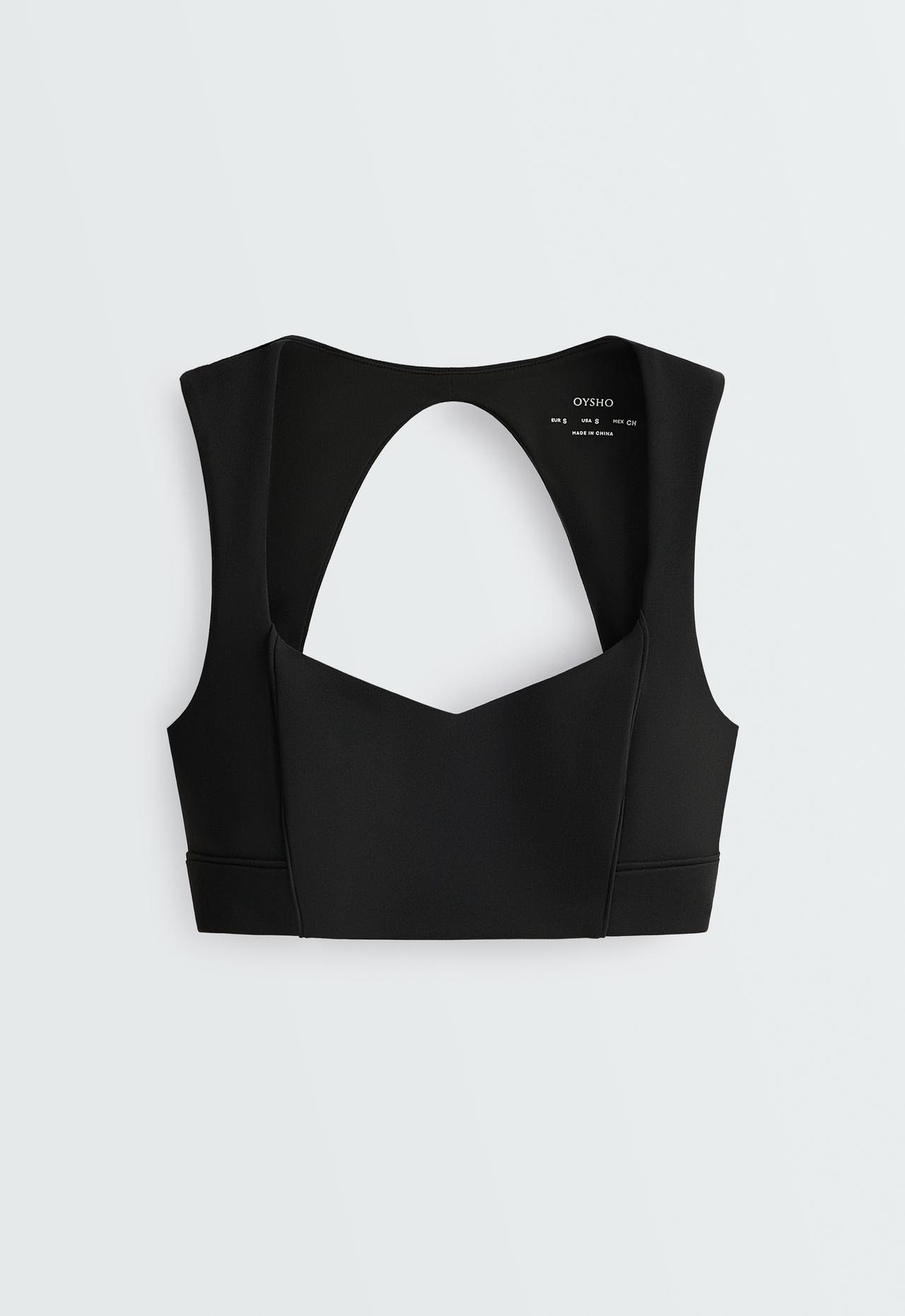 Medium-support open-back Evermove sports bra — BLACK