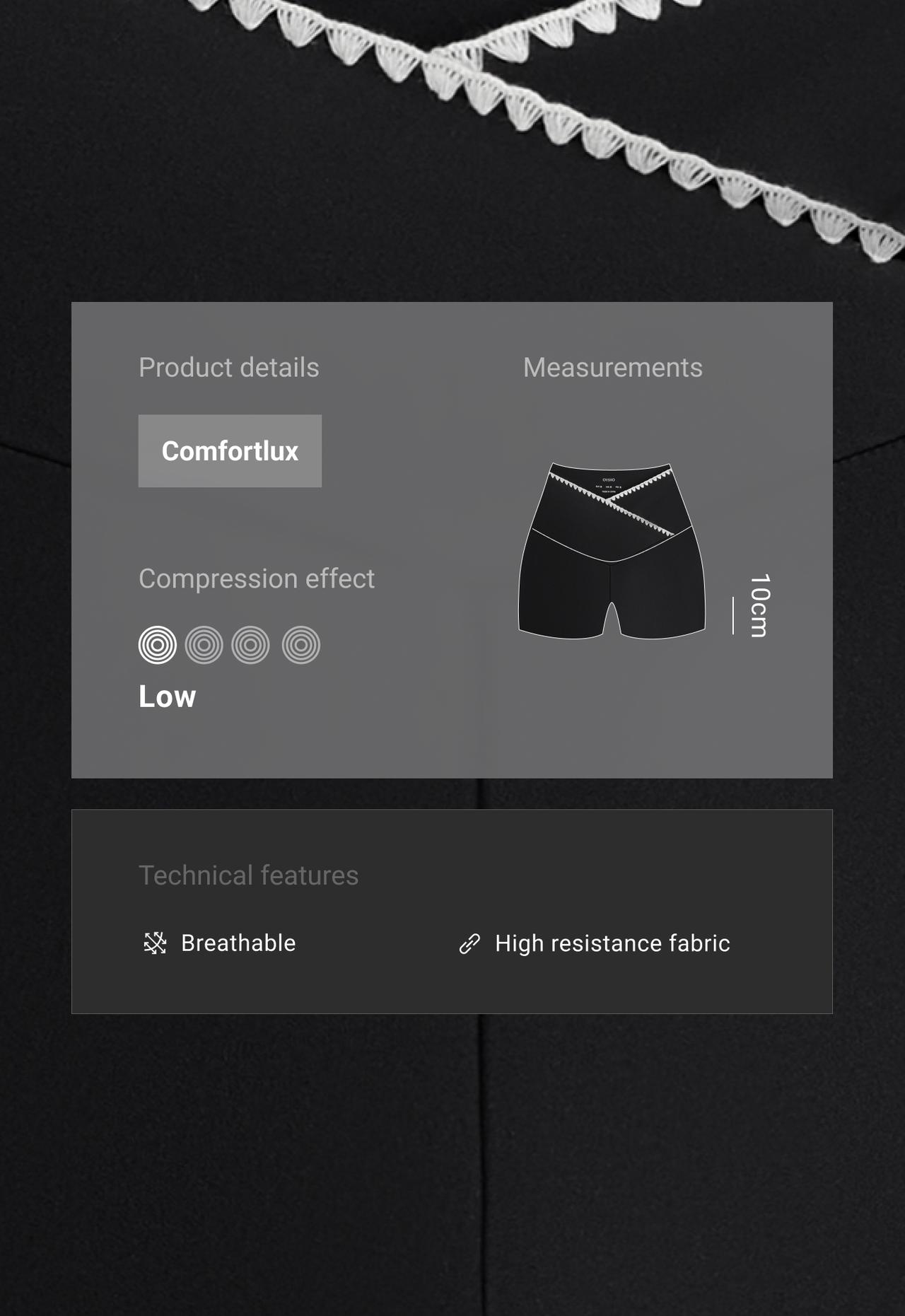 Comfortlux V-waist 10cm hot pants with contrast stitching — BLACK