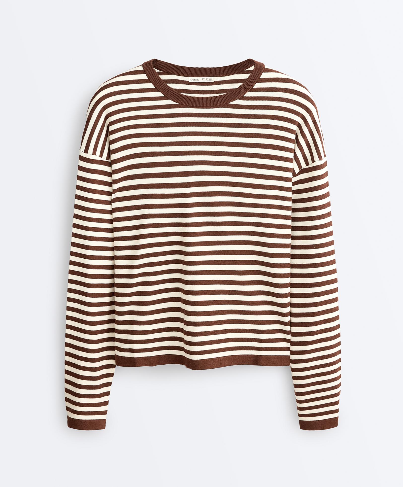 Striped long-sleeved jumper — PALE ECRU