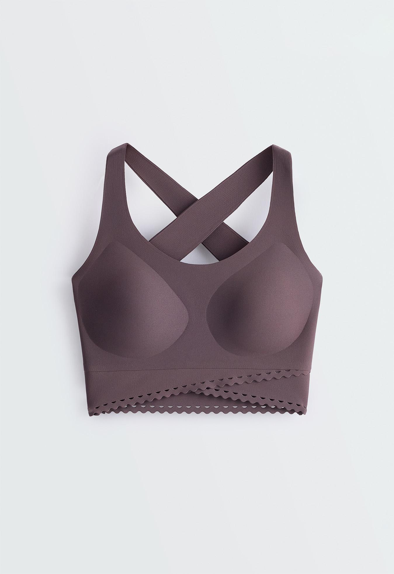 Perfect-adapt medium-support sports bra — Purplish brown