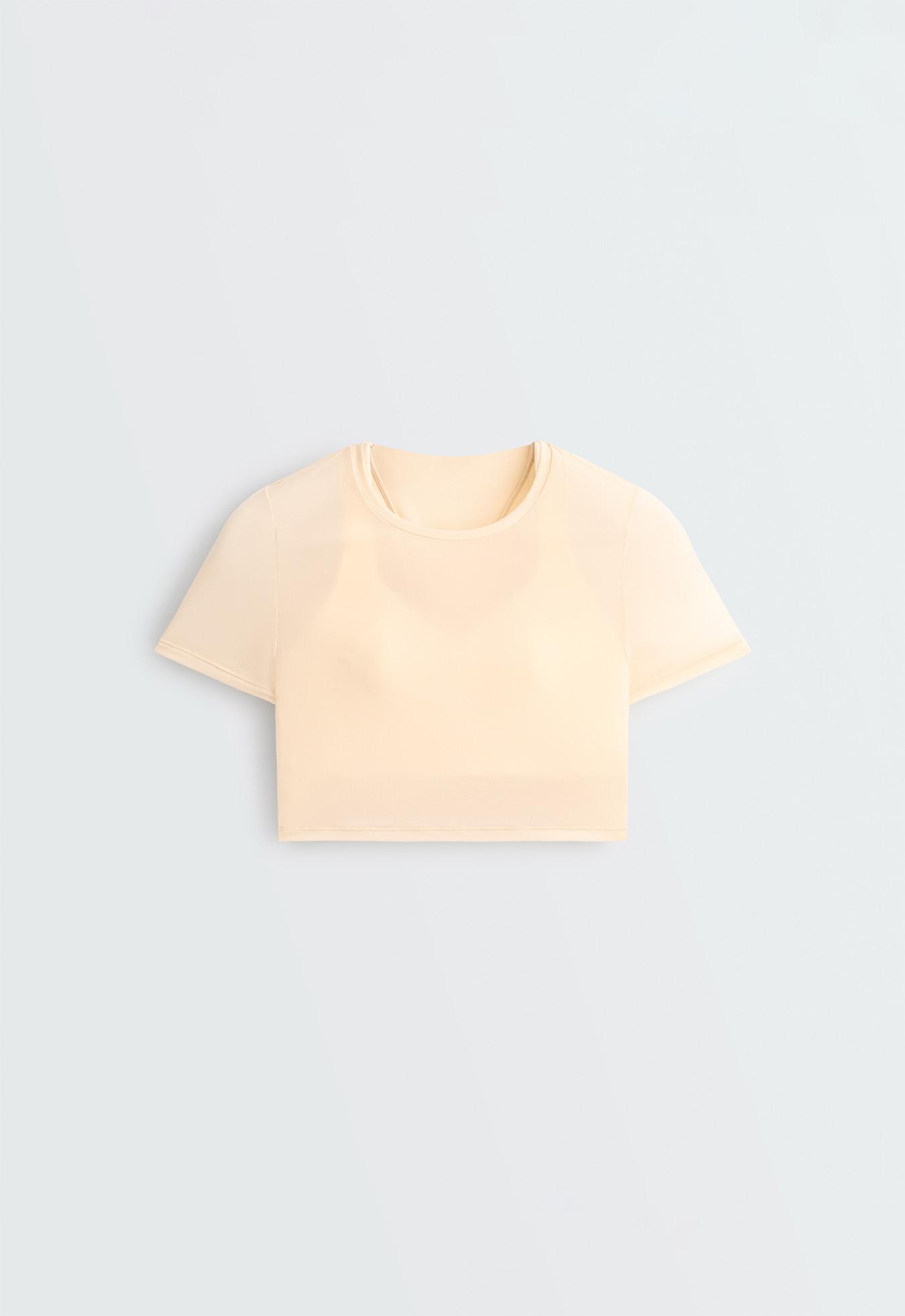 Short-sleeved sheer tank top — VANILLA
