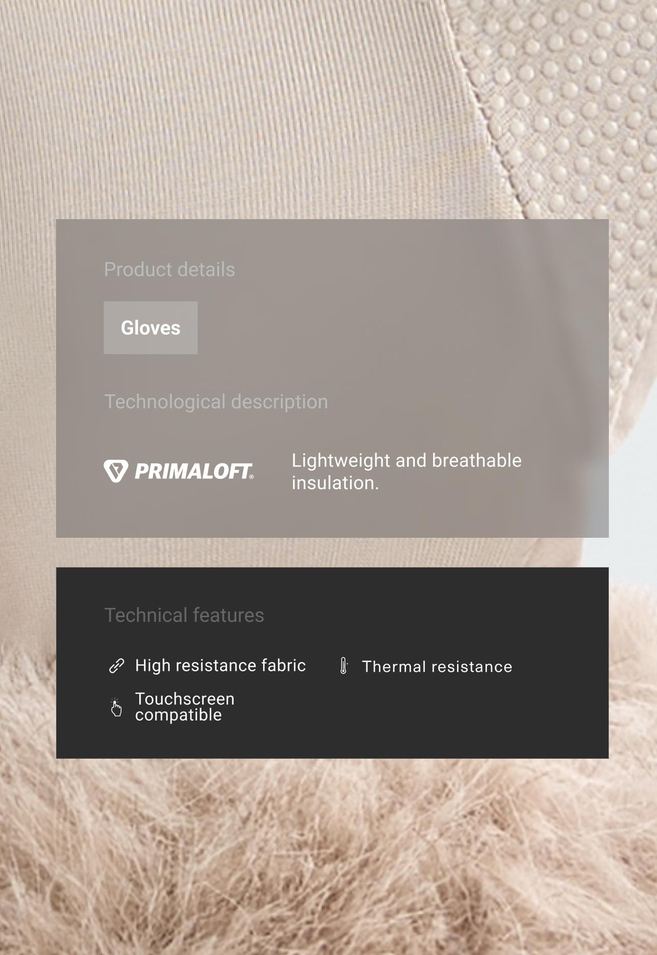 primaloft® padded gloves with fur effect — LIGHT STONE