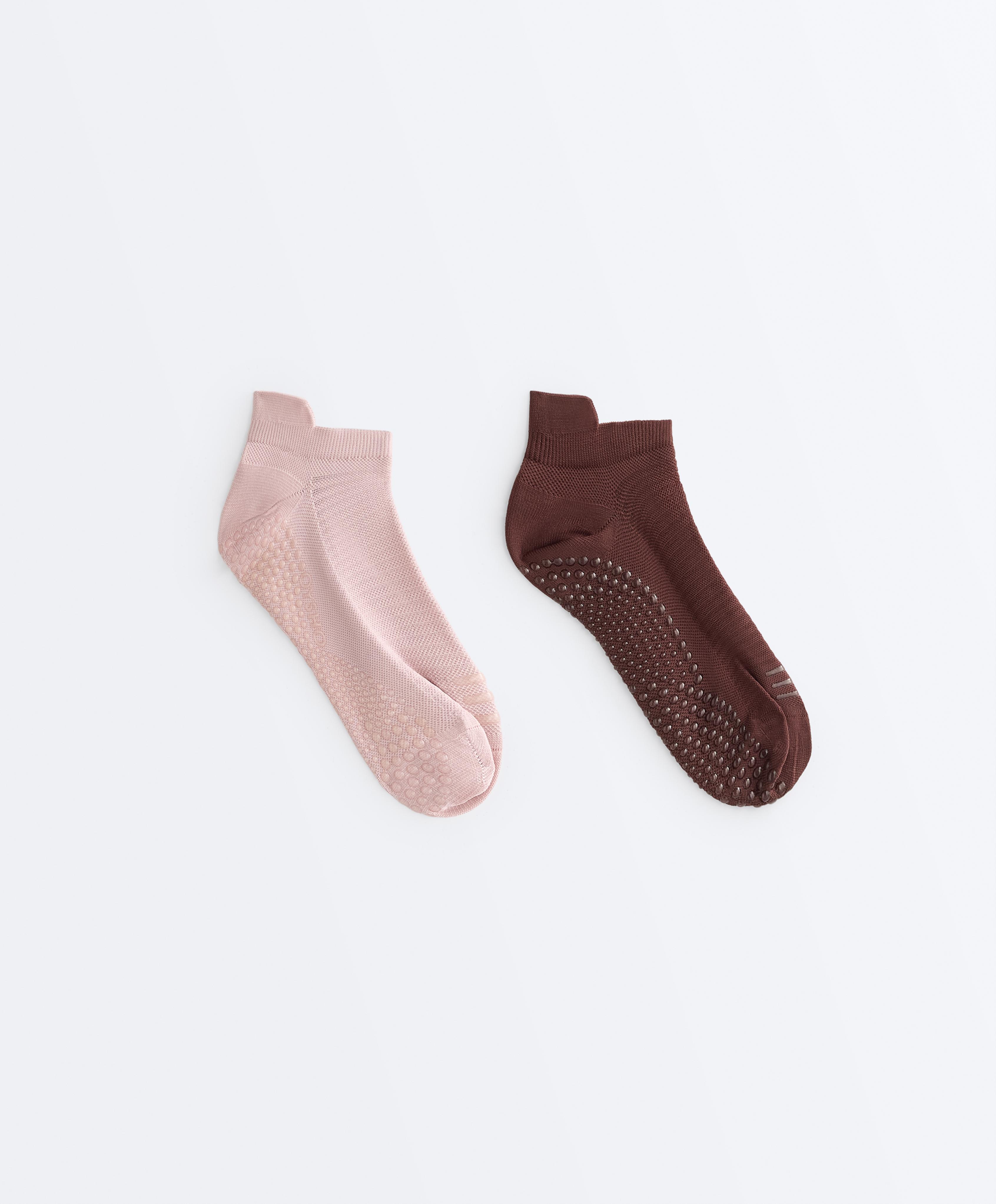 2 pairs of polyamide blend yoga and Pilates sneaker socks